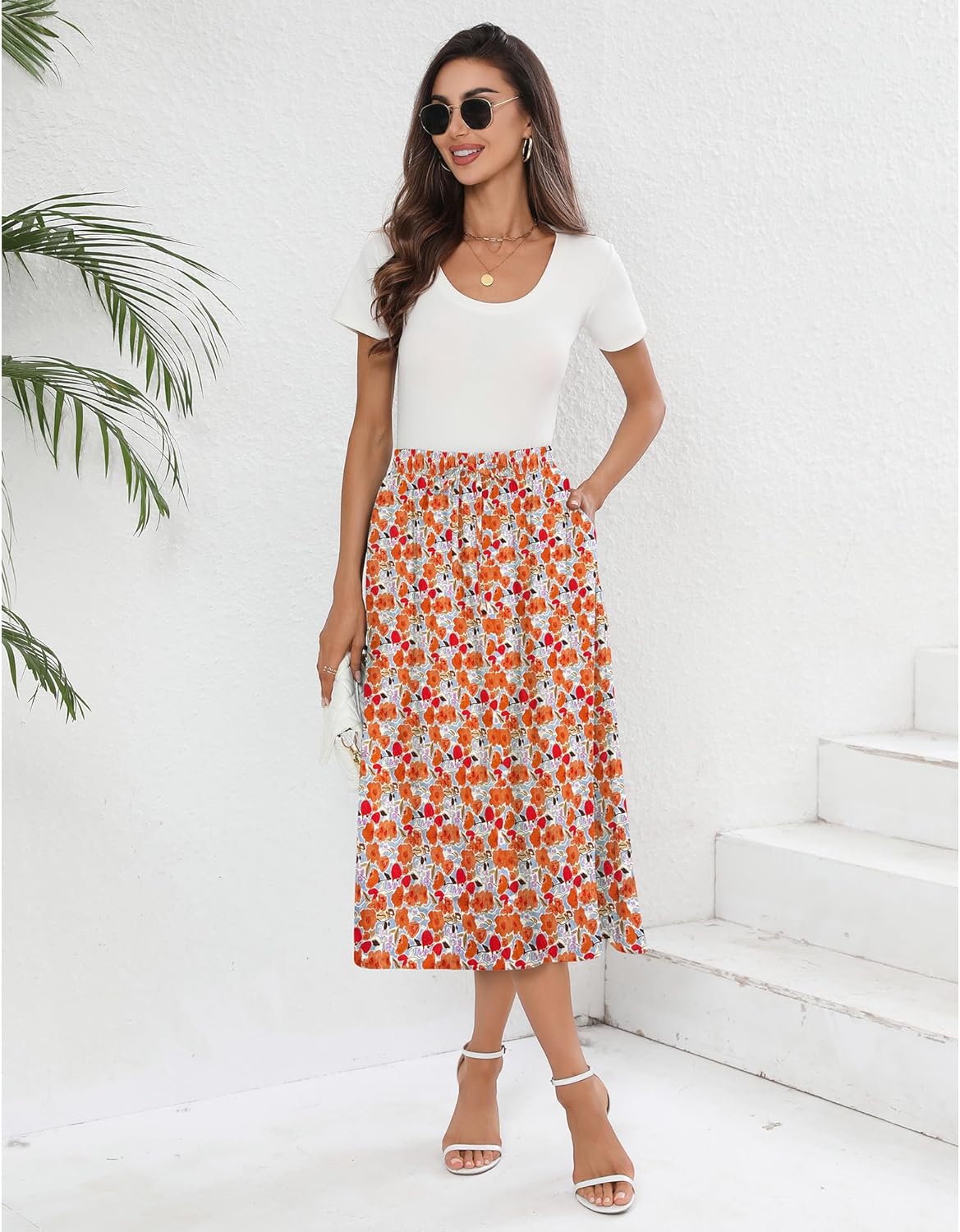 Summer Skirts with Pockets 2025 Boho Midi Length Skirt High Waisted Beach Cover Up for Women Trendy(S-2XL) - Image 5