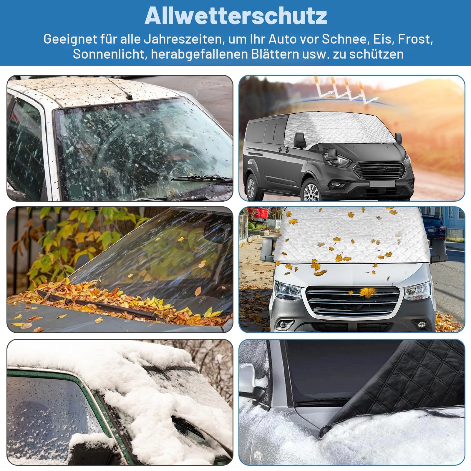 Windschutzscheibenabdeckung für VW T6, Thermoabdeckung, Schnee-Abdeckung, wasserdicht, staubdicht, Sonne, UV, Schnee, EIS, Frost für VW T6 2016–2022