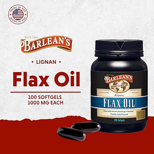 Miniatura 3 de Barlean's Suplementos de Aceite de Linaza Lignan Omega 3 6 9, Cápsulas Blandas de Semilla de Lino Prensadas en Frío con 1550 mg de Ácidos Grasos