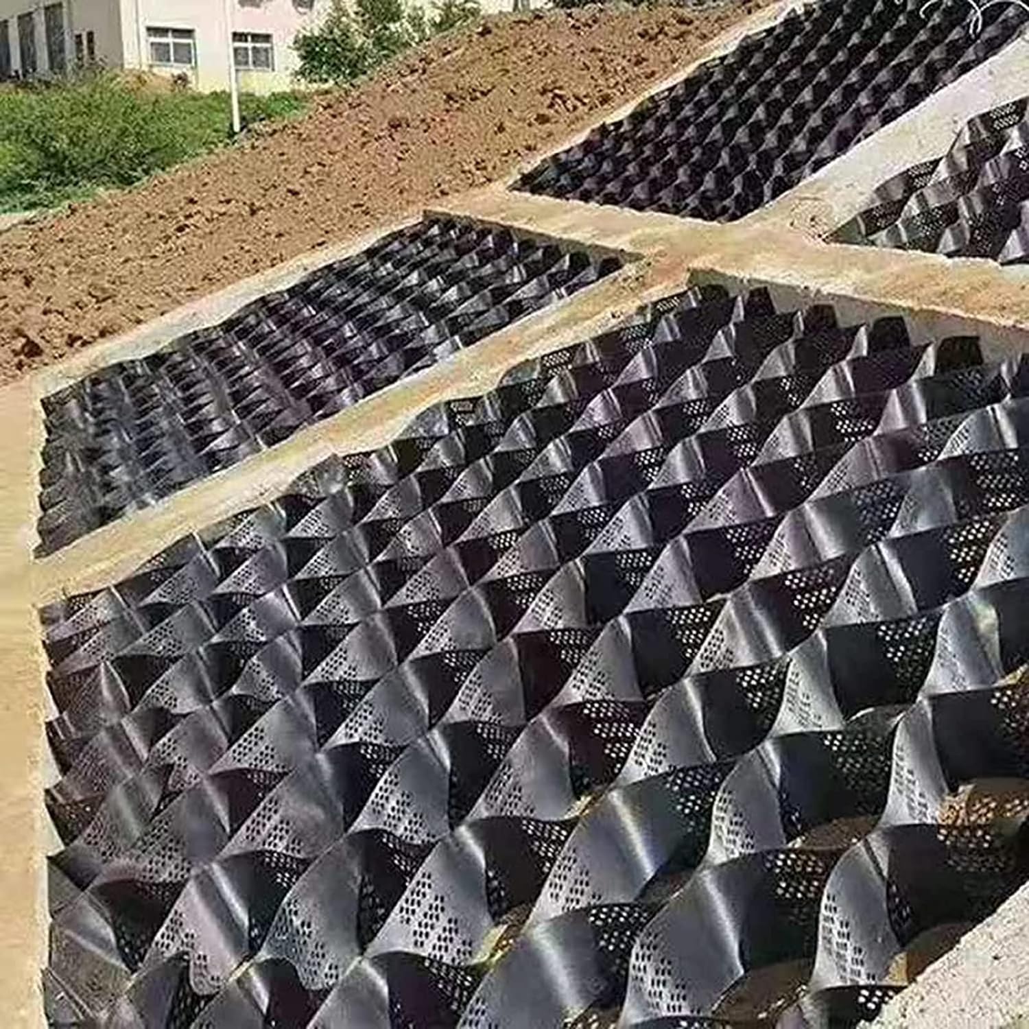 VUIKLCty Ground Grid Slope Geogrid Paving, High Gravel Grid Stabilization System, Retaining Wall Reinforced Geogrid(2m x 6m (6.5ft x 19.5ft))