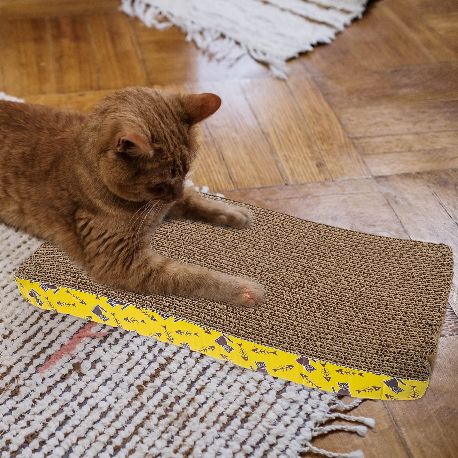 Happyyami Tiragraffi in Cartone Ondulato per Gatti 2pezzi Gioco Domestico per Sfogare Graffio