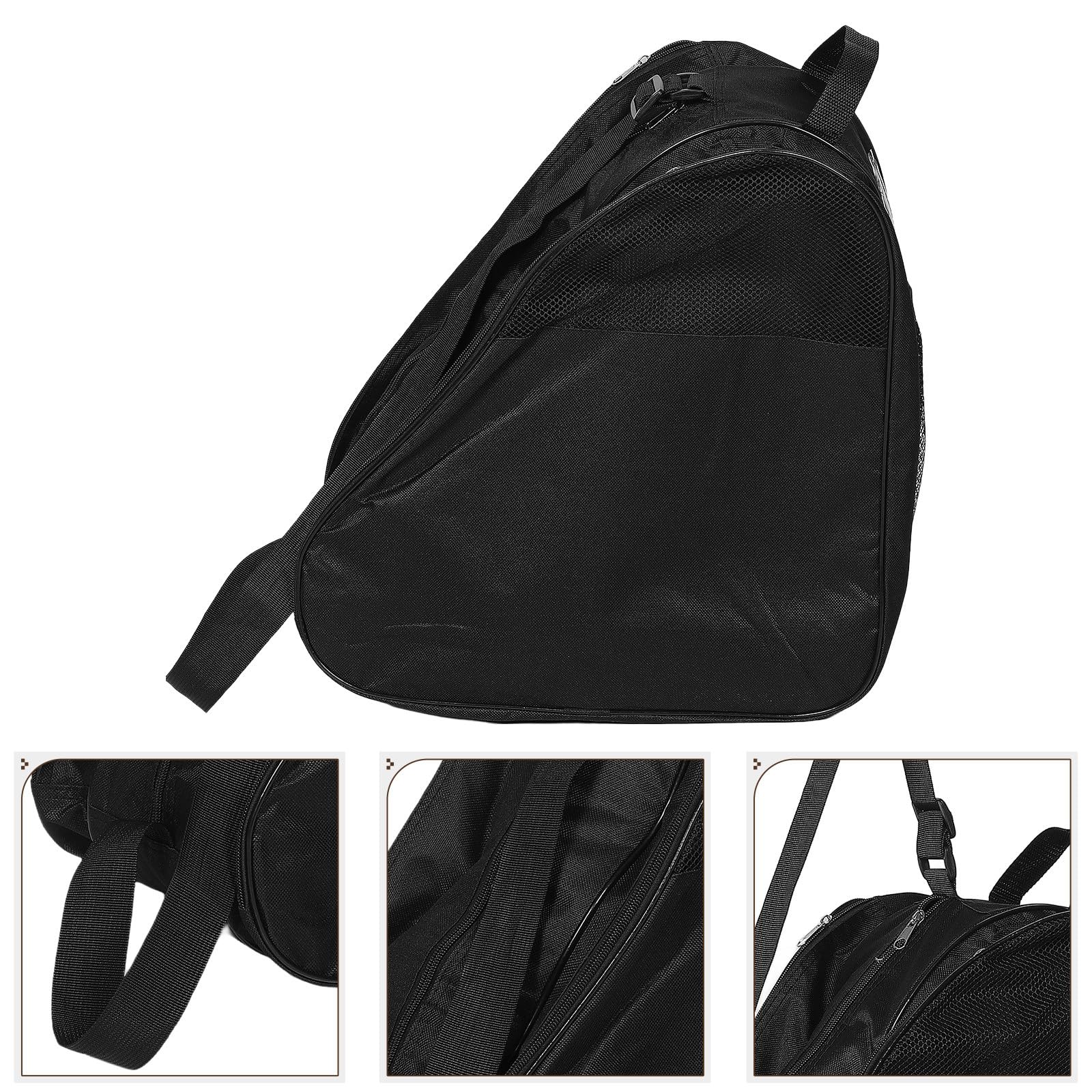 Borsa per Pattini a Rotelle 3 Strati Nera Tracolla e Zaino Ergonomico, Organizer Porta Scarpe per Pattinaggio, Accessorio Leggero e Capiente per Trasporto Comodo