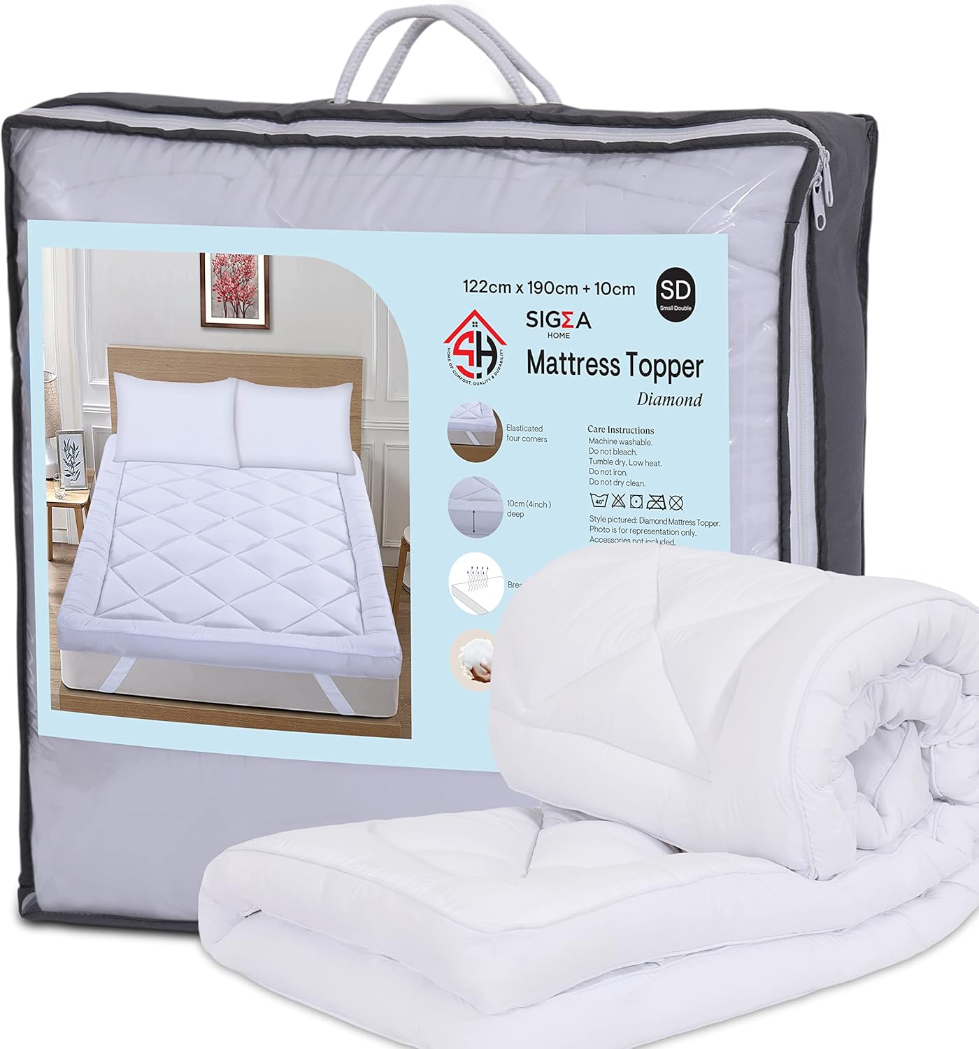 SIGMA HOME Mattress Topper Small Double bed, 10cm Thick, Super Soft 100