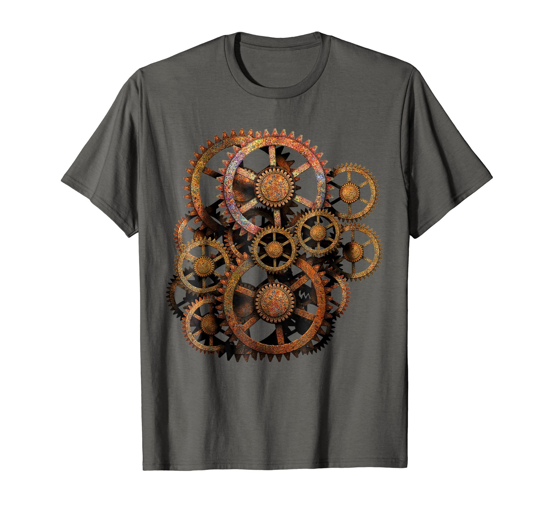 Poppycock & CheapskateSteampunk 'Gears on your Gear' Grungy Retro Steampunk Gears T-ShirtOEKO-TEX STANDARD 100