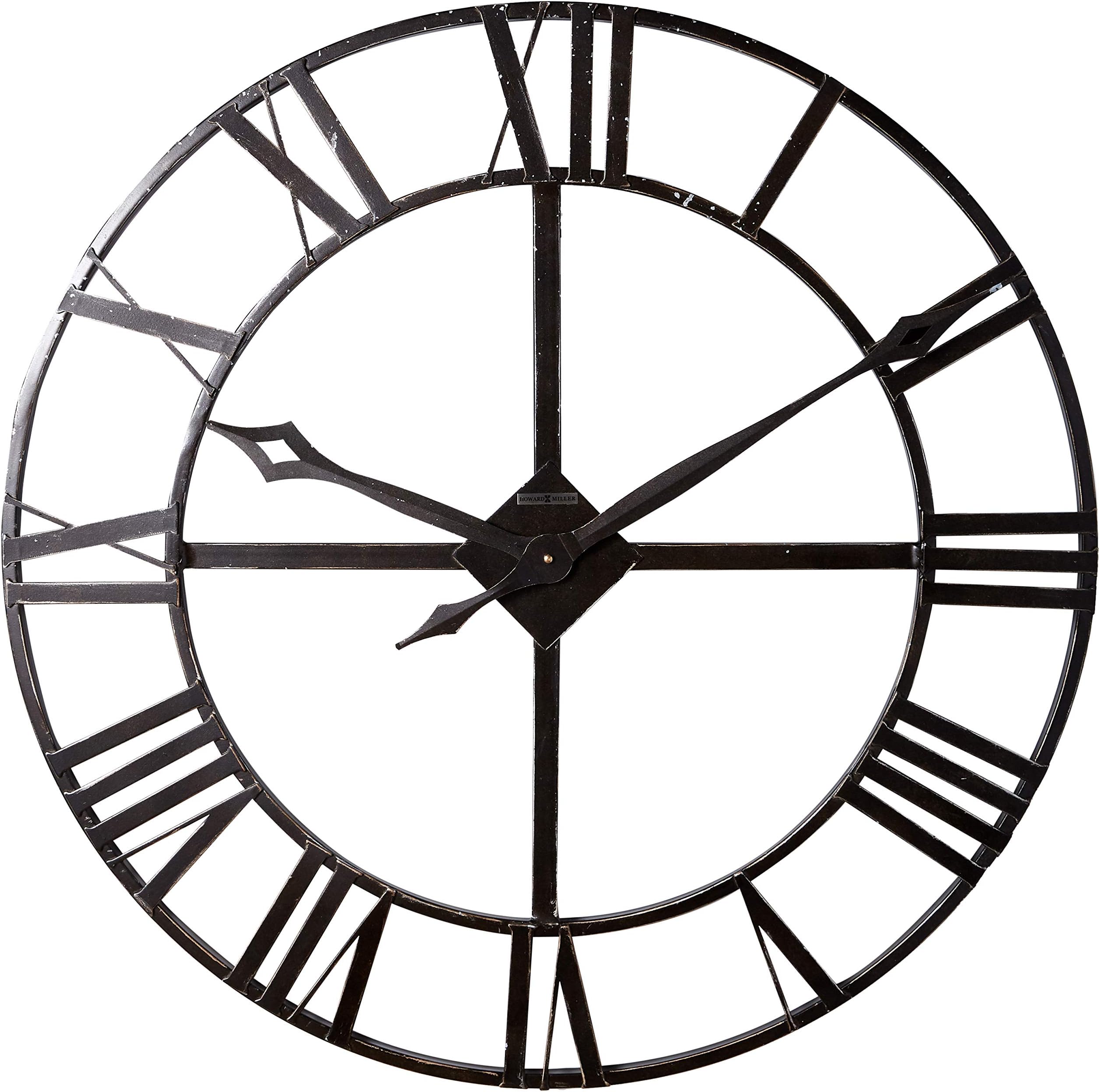 Howard Miller Lacy Wall Clock II – Wrought-Iron Frame, Gray Finish, Roman Numerals, Analog, Battery-Powered Quartz Movement, Made in USA
