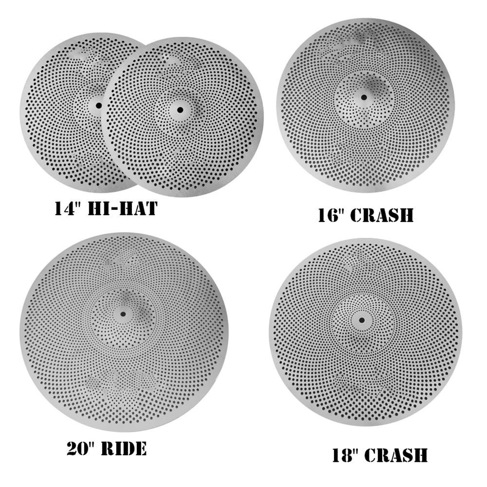 Zestaw Talerzy Niska Głośność Wyciszenie Talerza 14 Hi Hat 16 Crash 18 Crash 20 Ride(Silver)