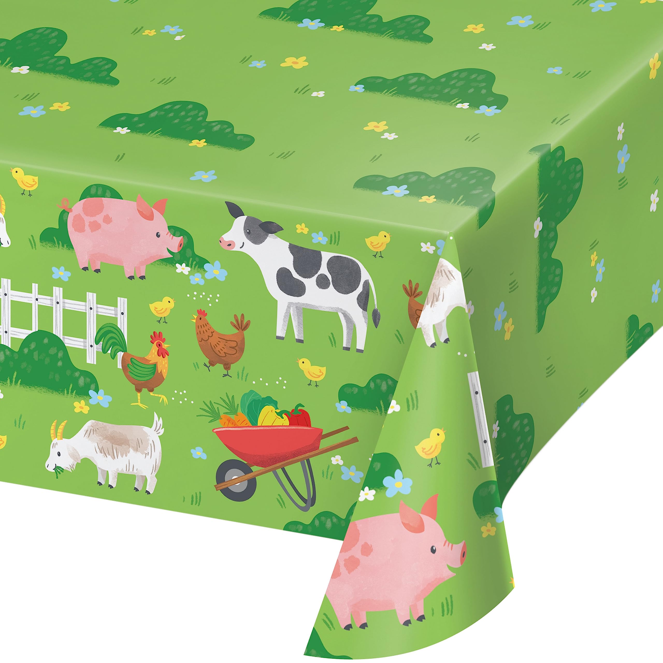 Creative Converting Farm Animals Party Paper Tablecover, Farm Animals Design Paper Table Cover, Farm Animals Party Decorations, Party Table Cover Multi-Coloured PC368235