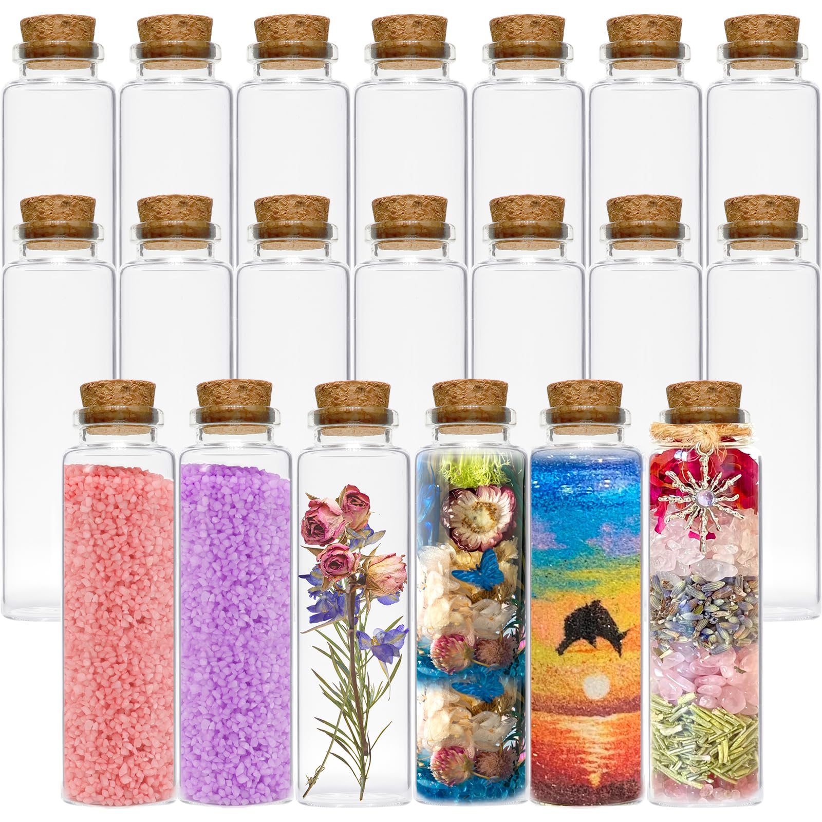 24 Pièces Mini Bouteilles En Verre Acetiti 30ml Avec Bouchons Liège - Flacons Échantillons Pour DIY Et Mariage