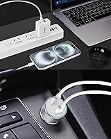 Vista 7 de Cargador de coche para iPhone 17/17 Pro Max/17e de carga rápida, cargador de coche USB C de 40 W + bloque de cargador USB C de 20 W + cable de 2 x 6