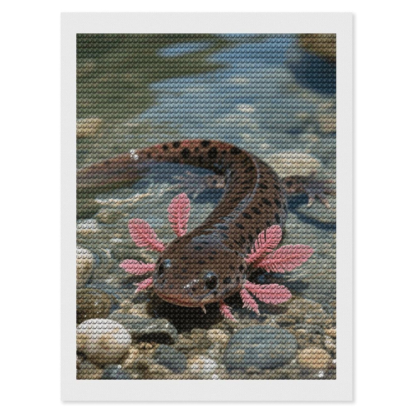 FodPand Axolotl 5D Diamond Painting Kits for Adults Beginners Full Drill Round Diamond Dots Pictures Gem Art Supplies for Home Wall Room Decoration DIY Craft Set Gift 12x16
