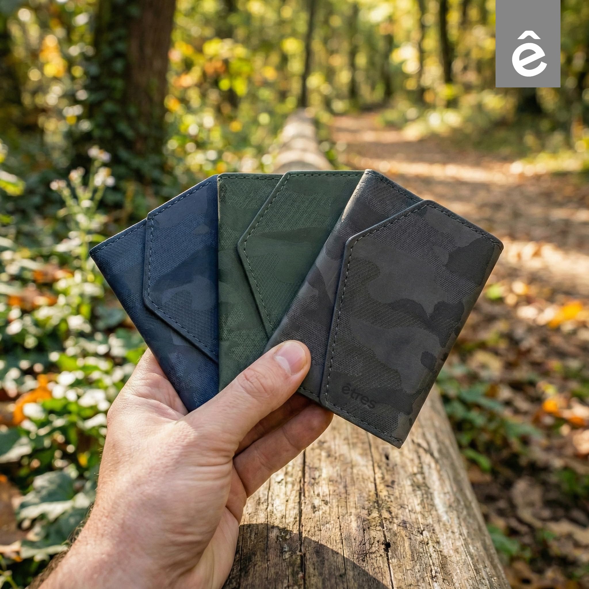 TECHMADE ETRES Portafoglio Magnetico ICON Easy - Compatibile con iPhone 17/16/15/14/13/12 - Protezione RFID, in PU Leather - 6 Carte + Tasca Contanti - Compatto, Unisex, Antiscivolo (Cam Green)