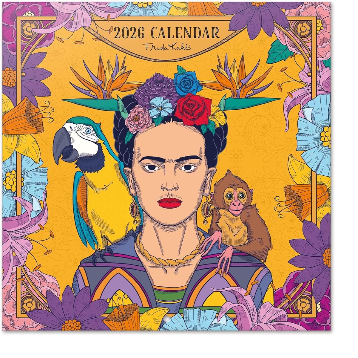 Frida Kahlo Wall Calendar 2026 12" x 12" FSC® Plastic Free - Starts Week On Sunday | Family Planner Art Calendar 2026 | Frida Kahlo Gifts