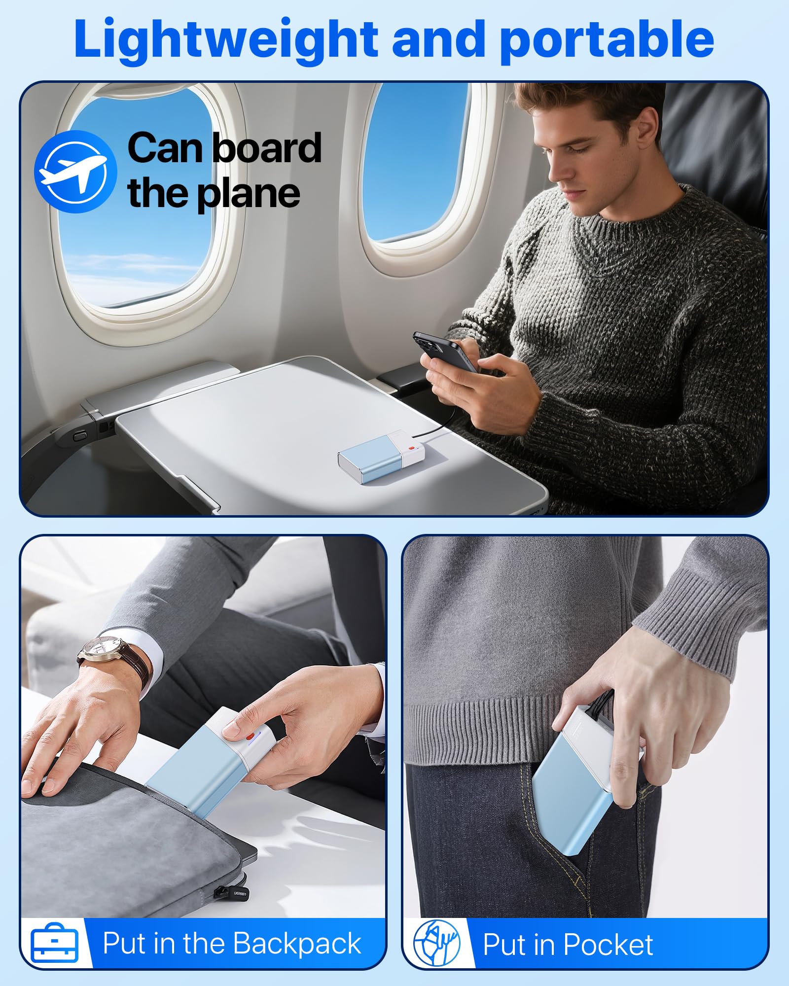 Caricatore portatile 20000mAh, 22.5W PD 3.0+QC 4.0 Super Fast Charging Power Bank, Cooler Aerospaziale Metal Case per iPhone 17 16 15 14, 13 Android iPad Samsung Google Tablet & More, Travel Essential