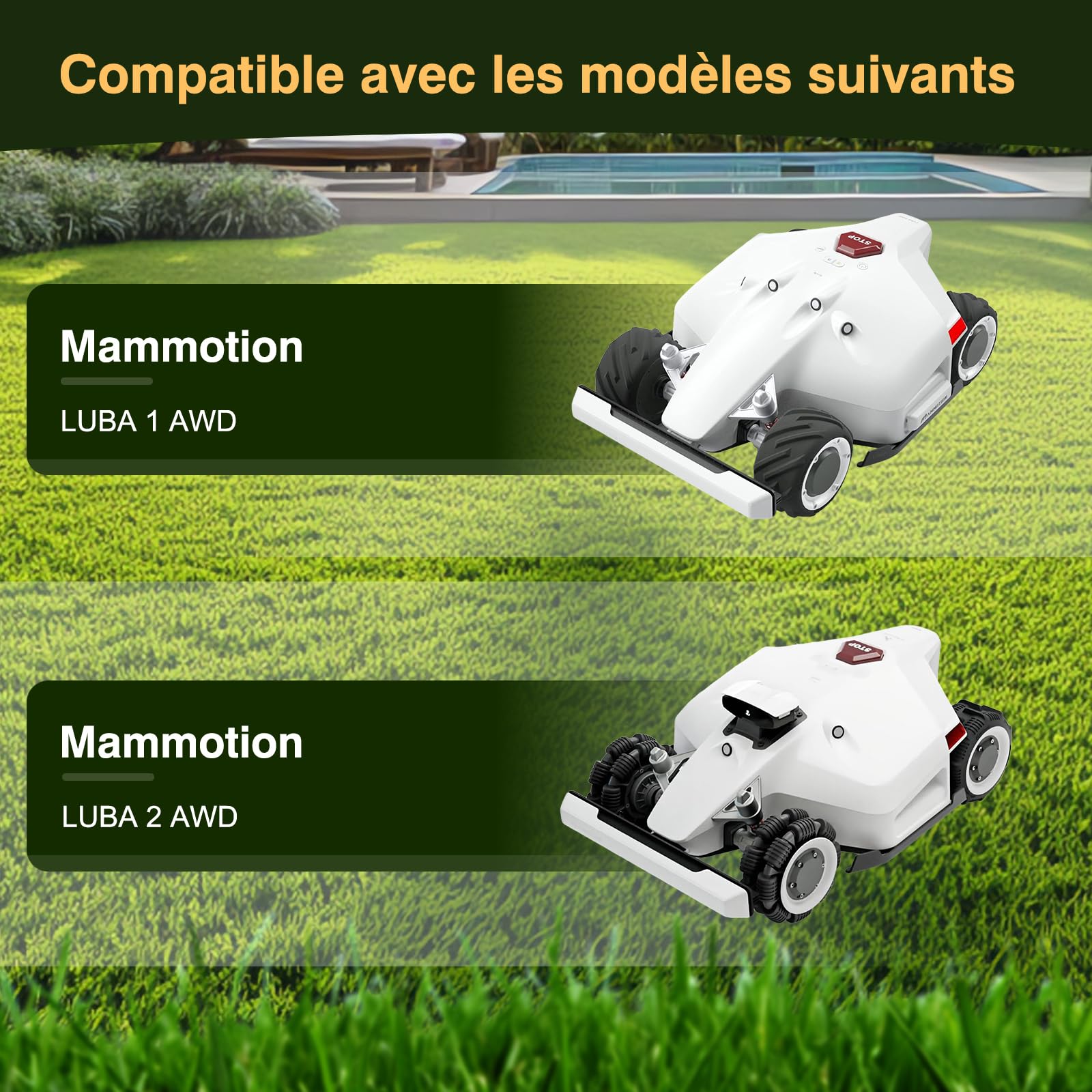 [Mise À Niveau] 2Pcs Plateau de Lame + 14 pièces Lames Compatibles avec Mammotion LUBA 1 AWD et LUBA 2 AWD (jusqu'à l'année 2024), Disque de Coupe Robot Tondeuse, Disque Rotatif pour Robot Tondeuse