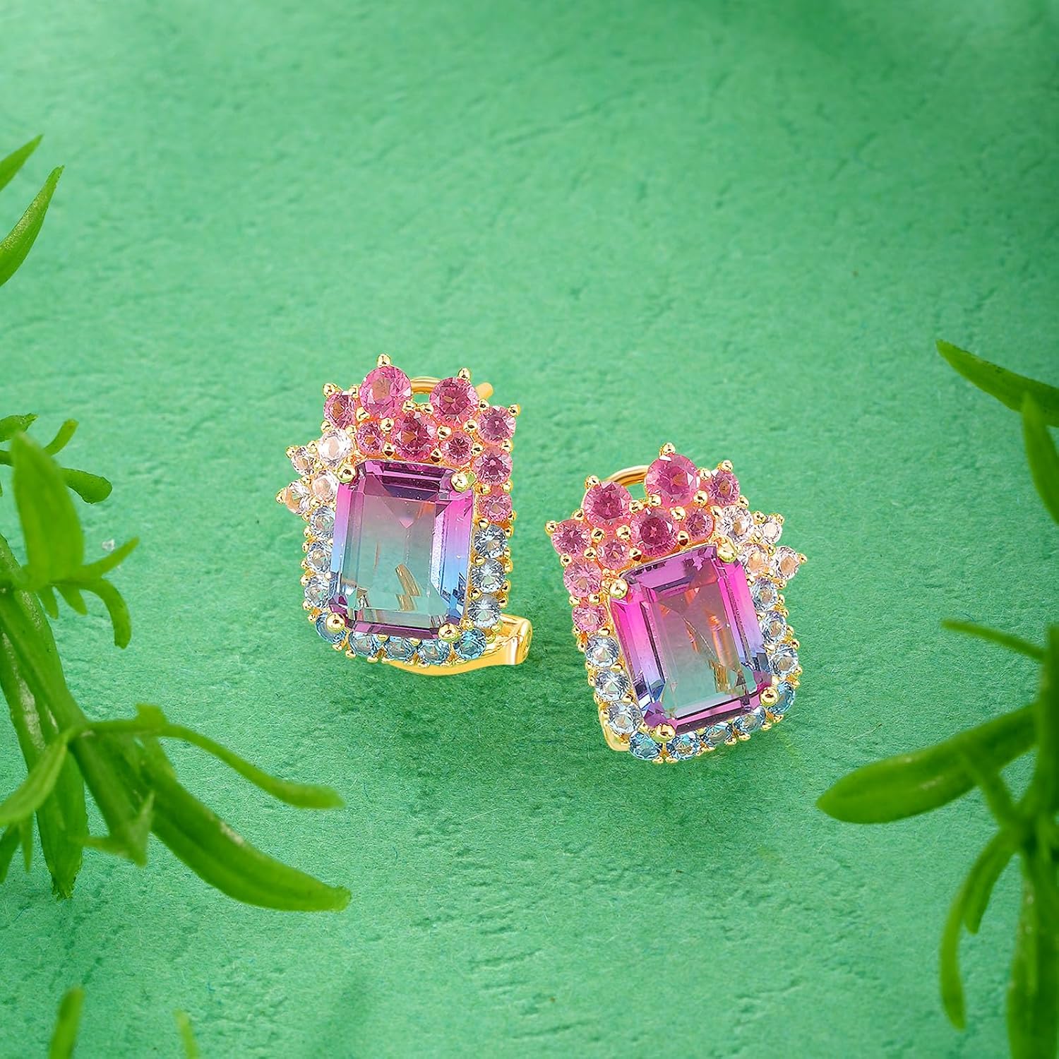 Santuzza 925 Sterling Silver Cluster Gemstone Earrings for Women
