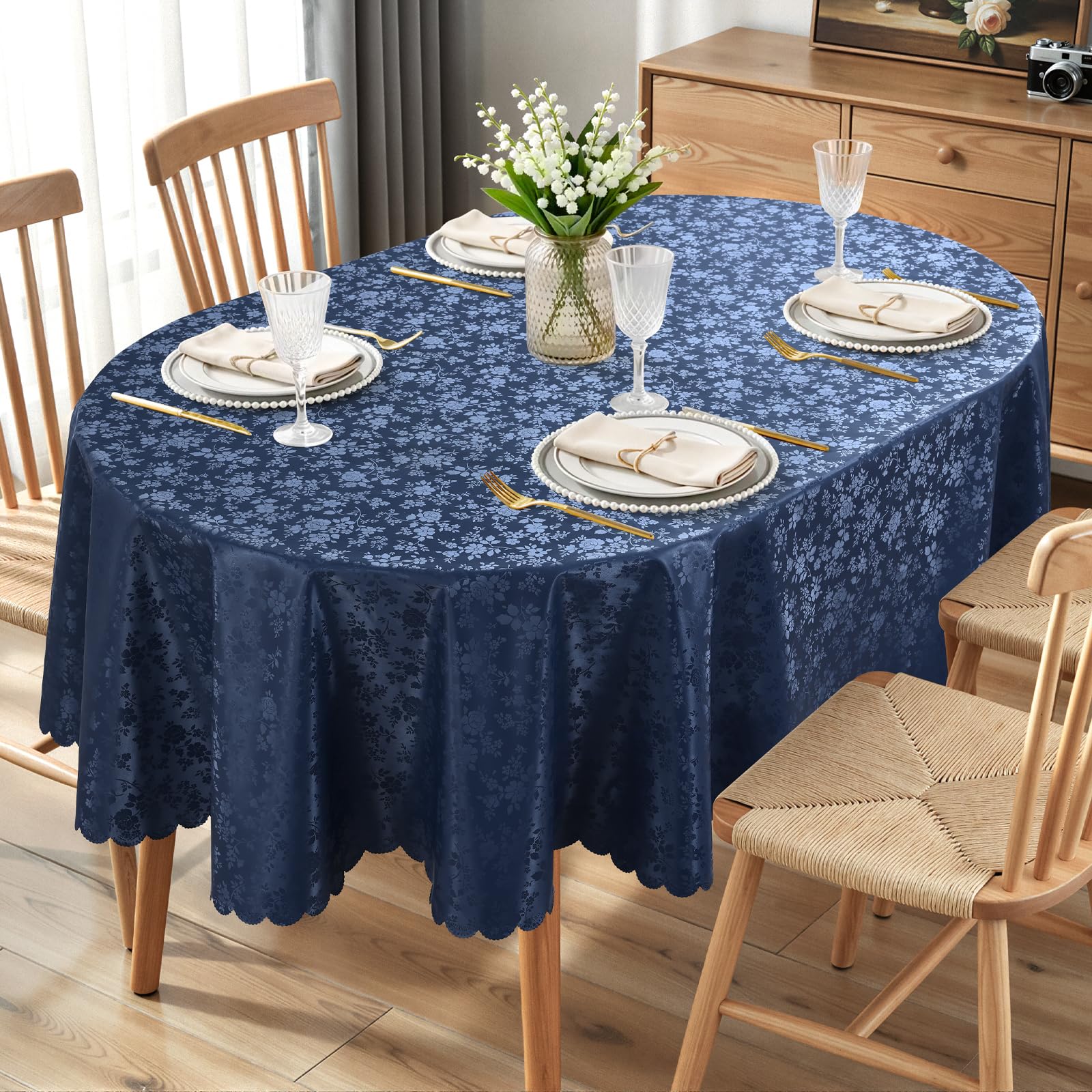 Smiry Oval Waterproof Heavy Duty Vinyl Tablecloths, 60 x 102 Inch