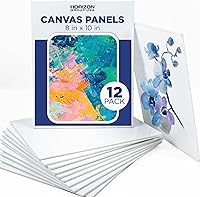 Horizon Group USA 12-Pack 8x10 Pre-Primed Canvas Panels - Ready for Acrylic, Oil & Watercolor Art