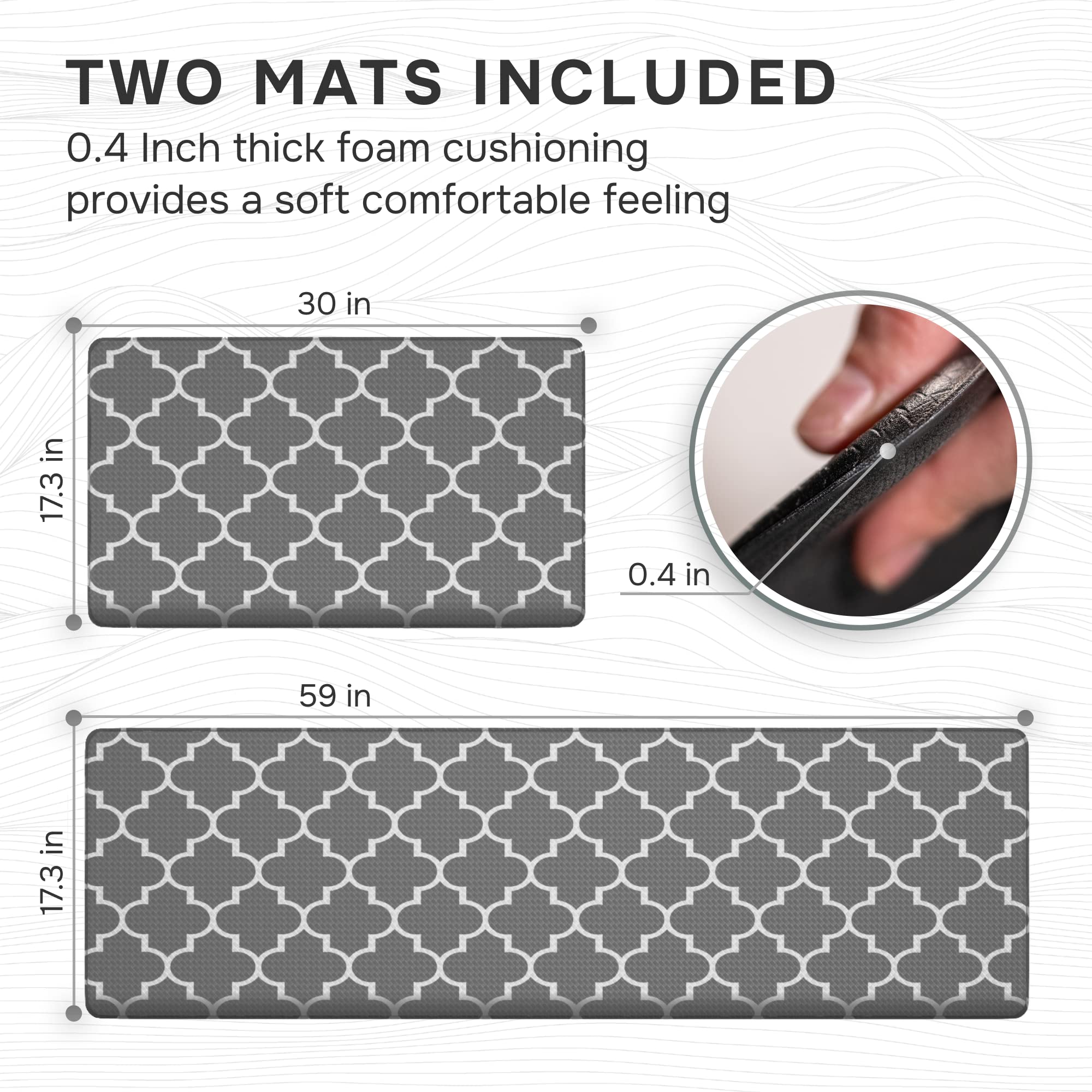 Homergy Anti Fatigue Kitchen Mats for Floor 2 Piece Set, Memory Foam