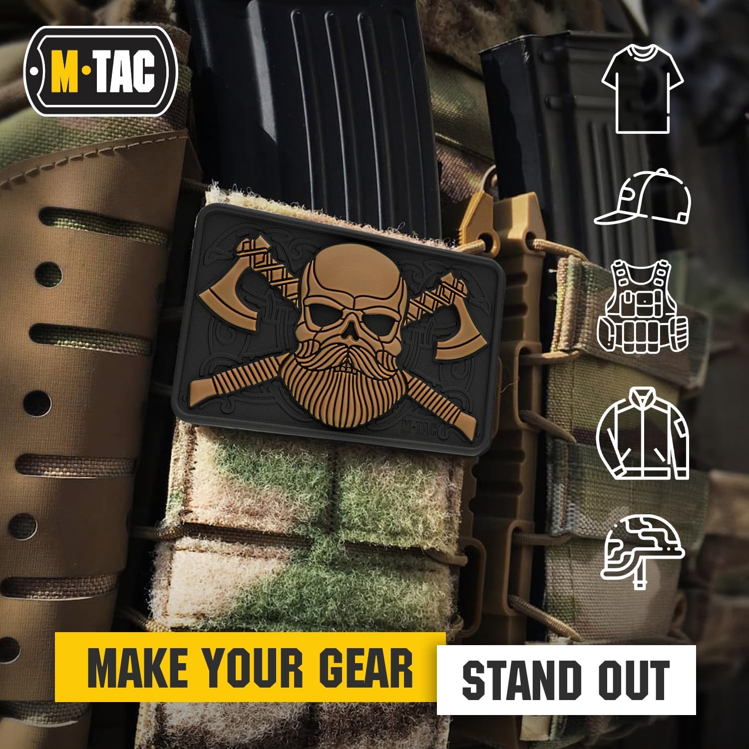 The Beard Is Strong PVC Morale Patch - 3x3 Inch Funny Military & Tactical Gear Accessory