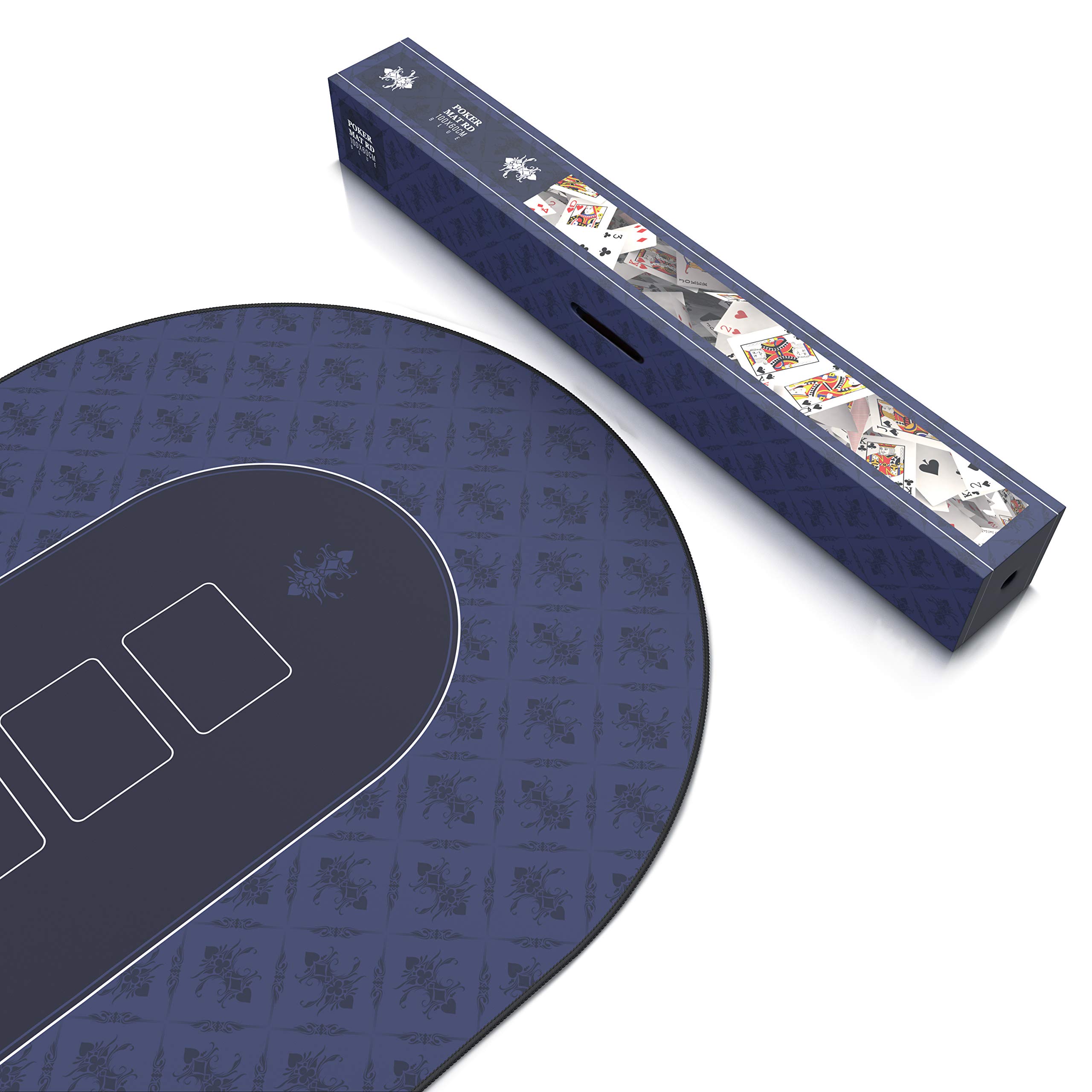 CSL-Computer Tappeto Poker 100 x 60 cm - Professionale - Formato XXL - Poker Pad - Parte Inferiore gommata per Una Presa Stabile - Lavabile - Design Poker Game Blue