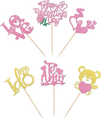 Miniatura 3 de 24 piezas de decoración para cupcakes para el día de San Valentín, primer cumpleaños, diseño de corazón dulce, San Valentín, uno para cupcakes