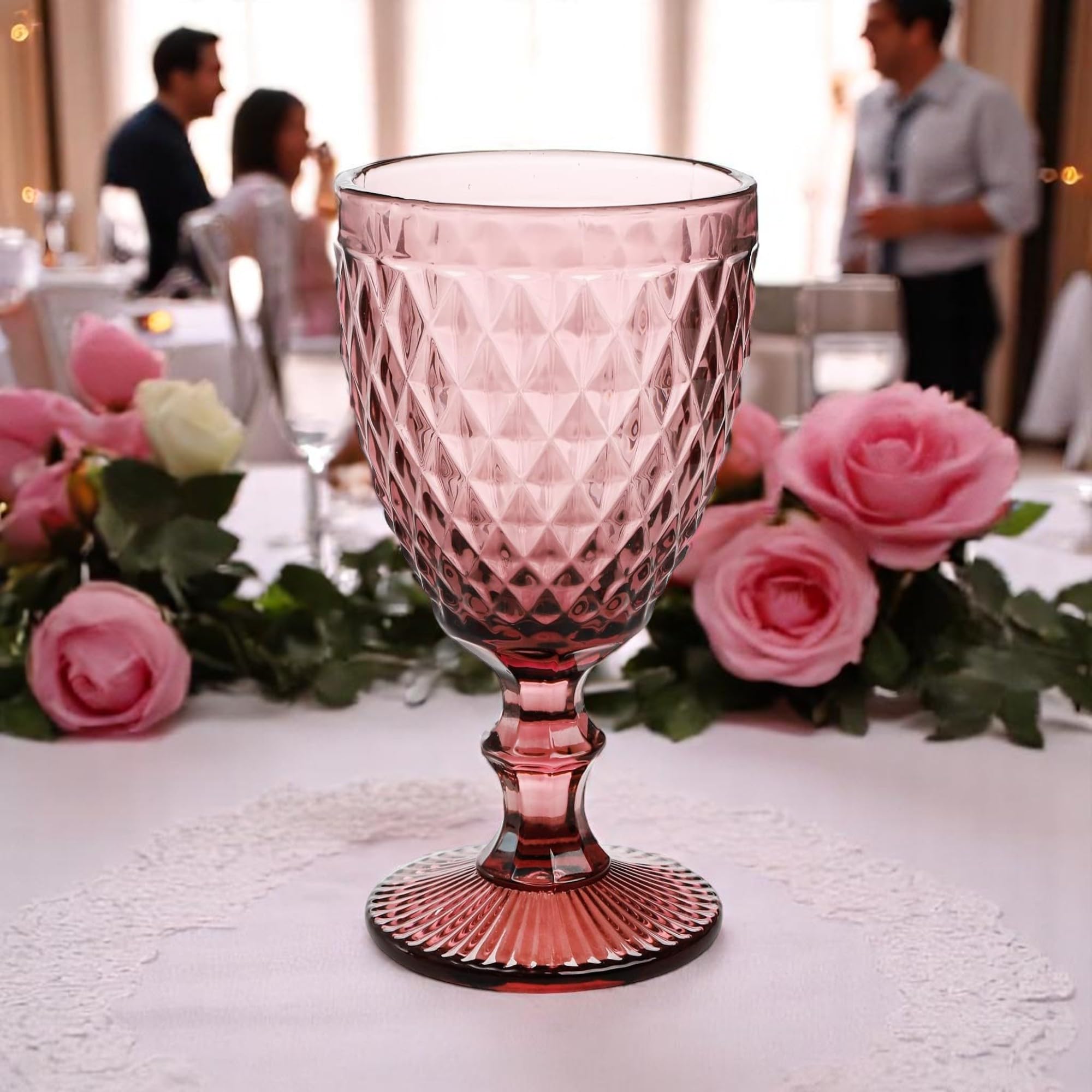 Roi Vintage 6 Pièces Set Filet De Verre À Vin - Verres À Boire Longs - Mauve