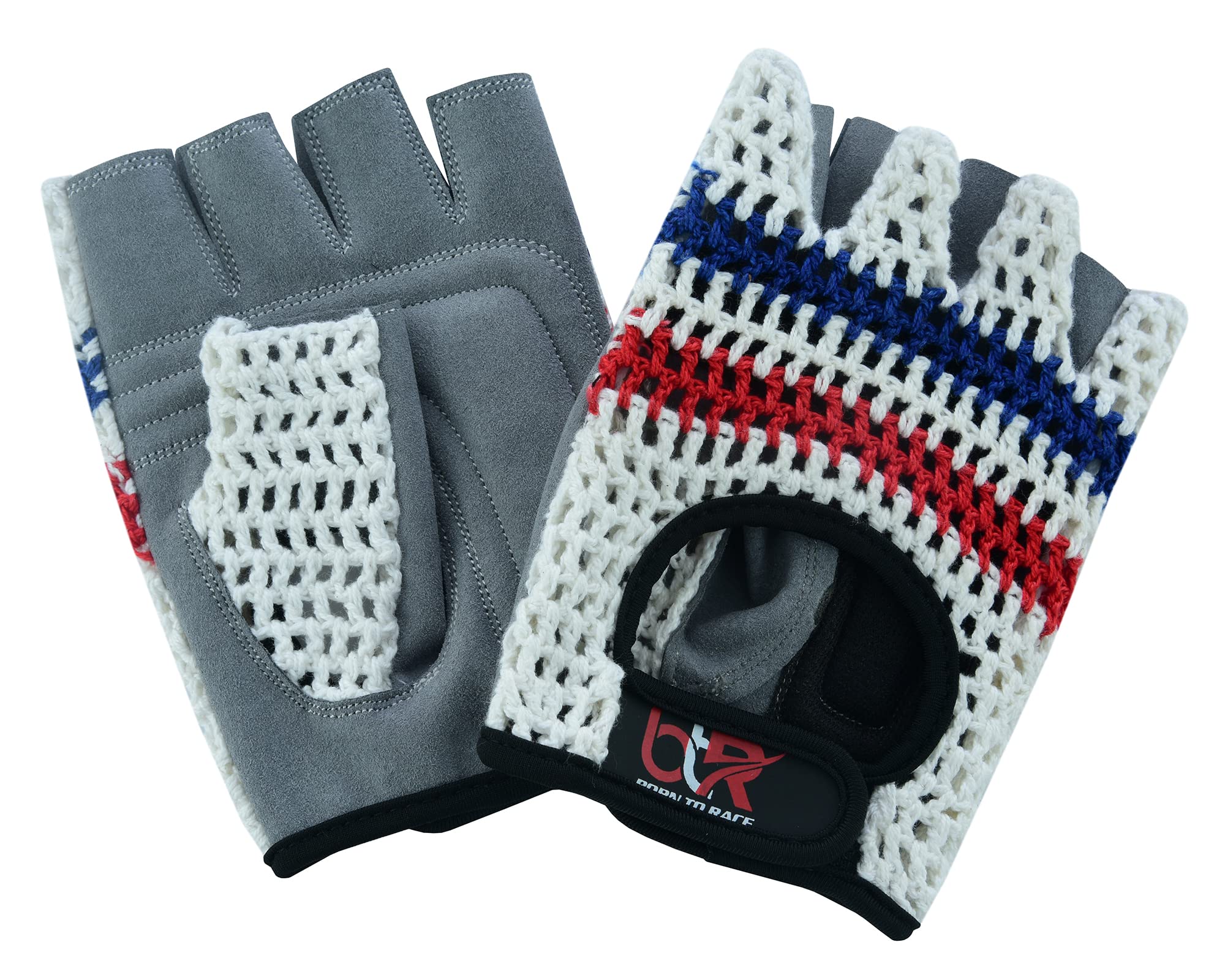 BTR BORN TO RACE Men's Chauffeur Half Finger Padded Gloves - Driving, Motorbike, Cycling, Gym, Wheelchair, Crochet Back