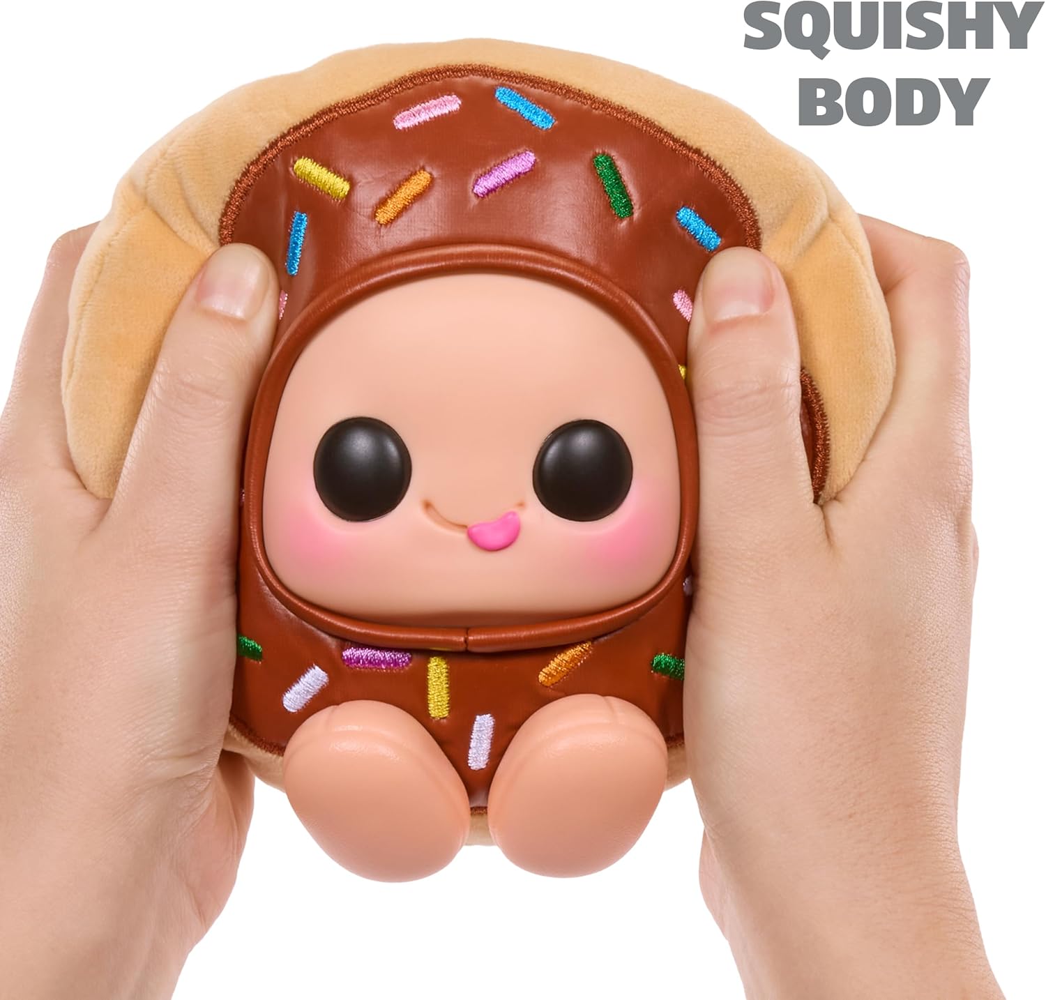Hyojo Krispy Kreme Doughnuts Series, Blind Box Collectible Plush, Limited Edition Toy Gift for All Ages, 3 to Collect, Chocolate & Strawberry Iced, and Original Glazed with a Signature Hat