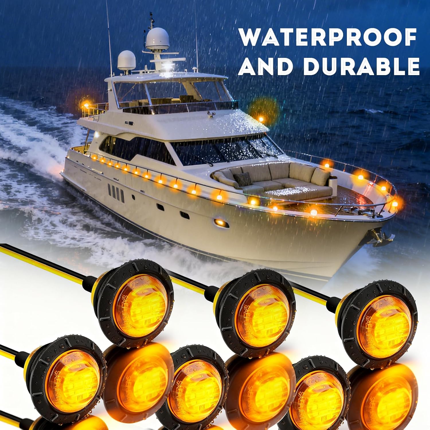 DIBMS 3/4 Inch Bullet Side Marker Light 50PCS Amber Round Clearance LED Front Rear Indicator Lights for Trailer Van Caravan Boat Truck RV Car Bus LED Backlights