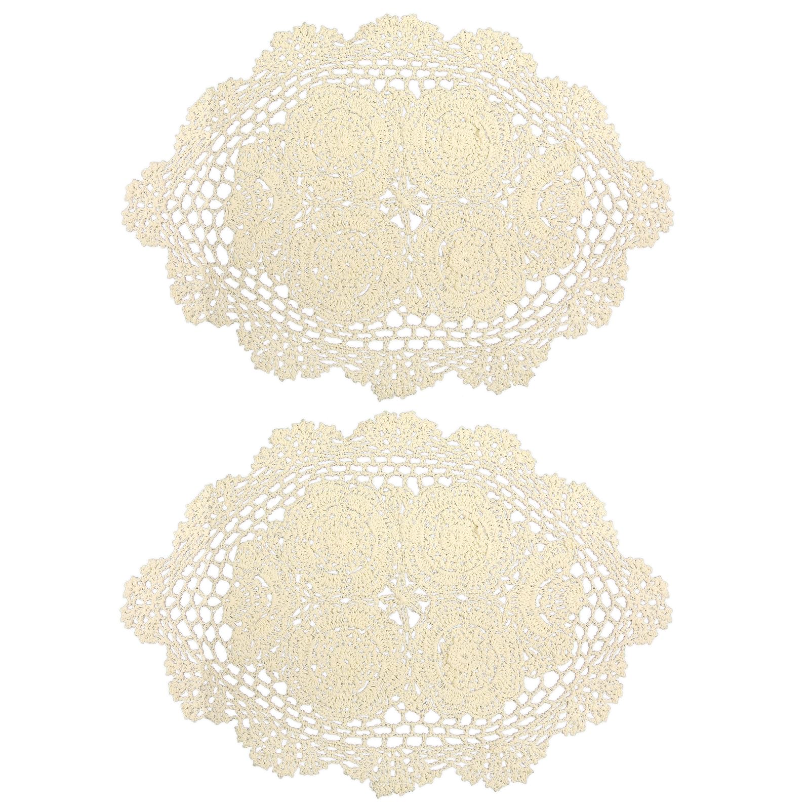 2 Pcs Crochet Doilies Cloth Oval Beige Doilies for Furniture 12X17 Inch Doiliess Fabric Crochet Cotton Doily Table Doiliess for Table