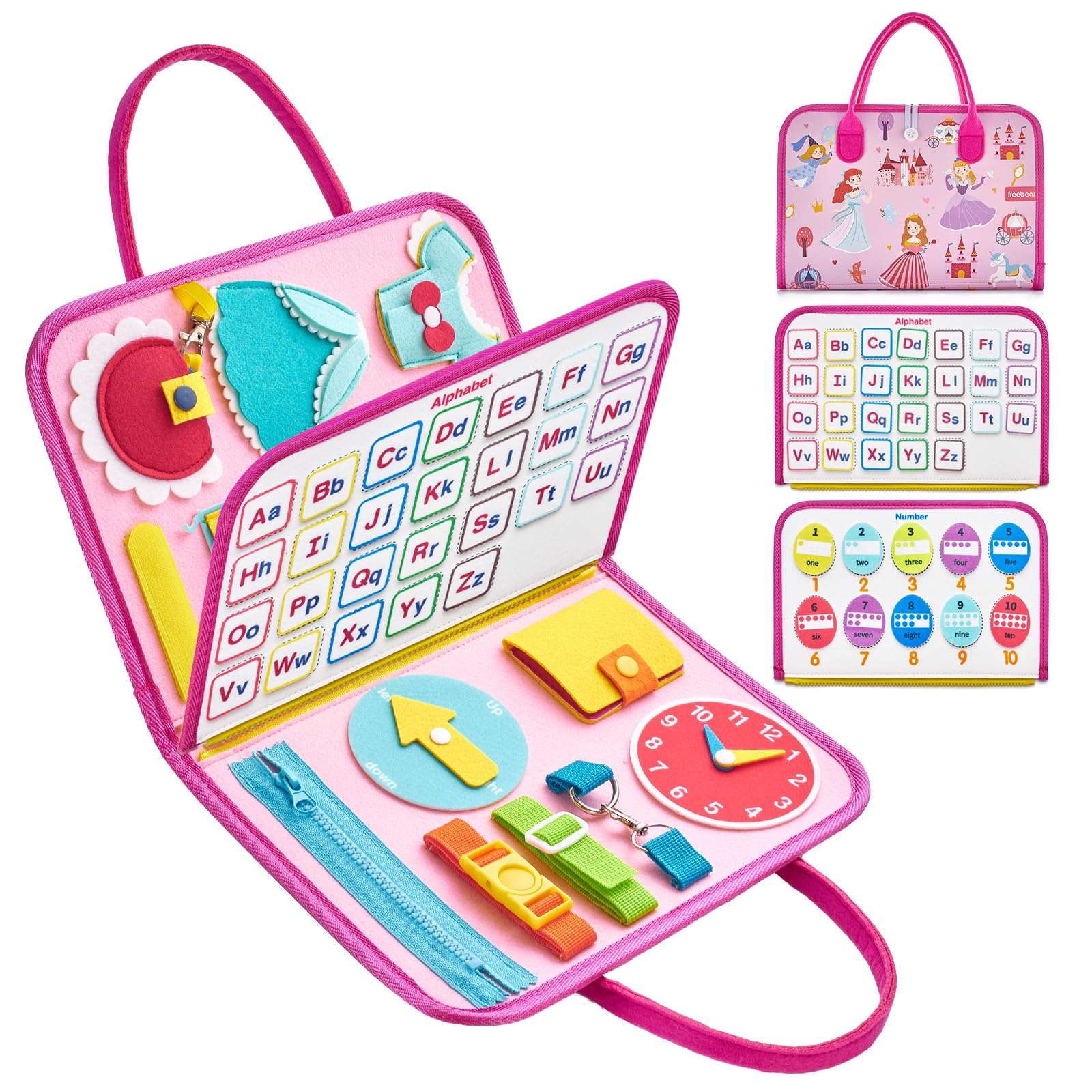 Freebear Busy Board Toddler Travel Toys Sensory Toys for Toddlers 1 2 3 4, Montessori Learning Toys for Toddlers Activities Board, Educational Toys