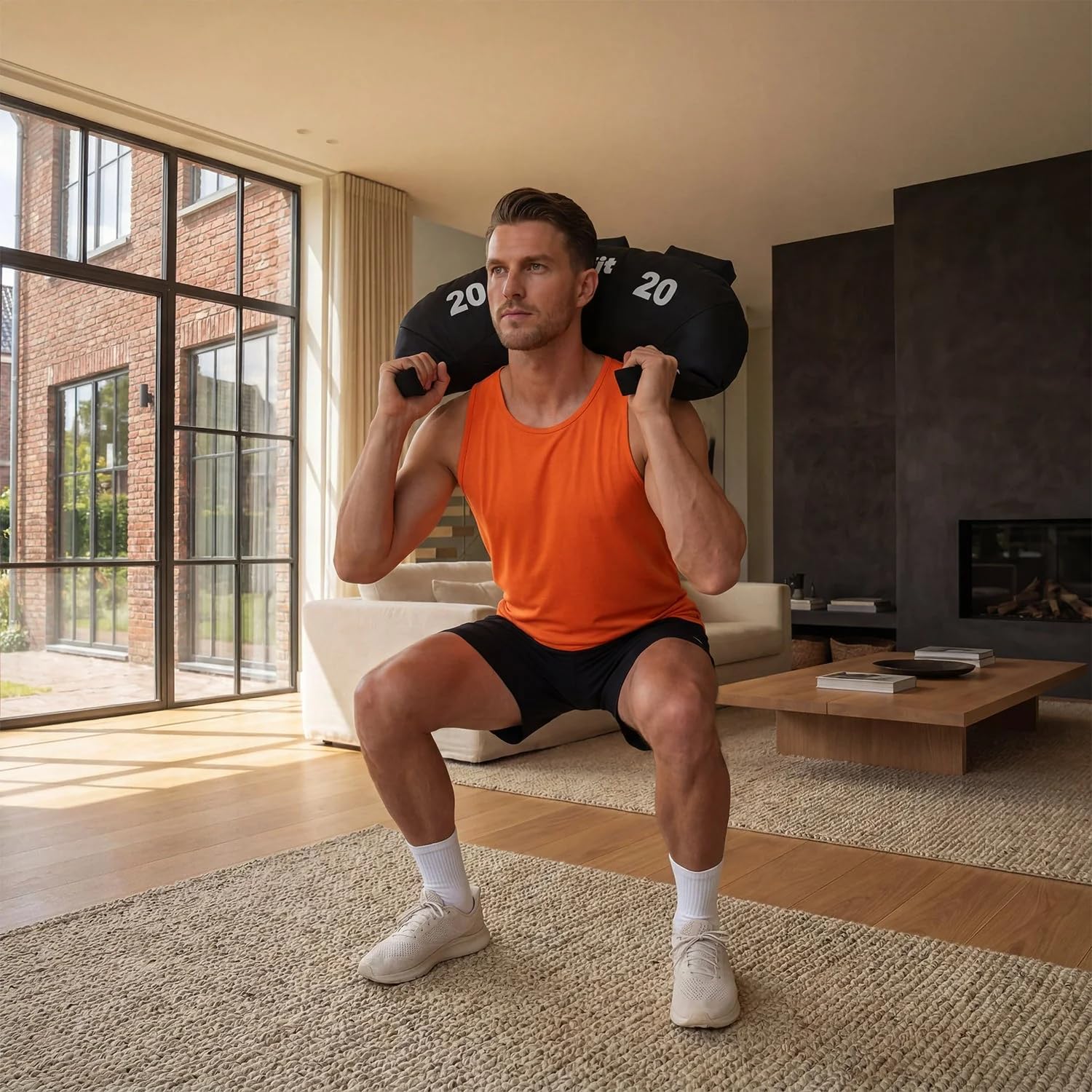 VirtuFit Bulgarian Bag 20 kg – torba fitness do treningu siłowego, treningu crossowego i treningu funkcjonalnego – worek treningowy z wieloma uchwytami