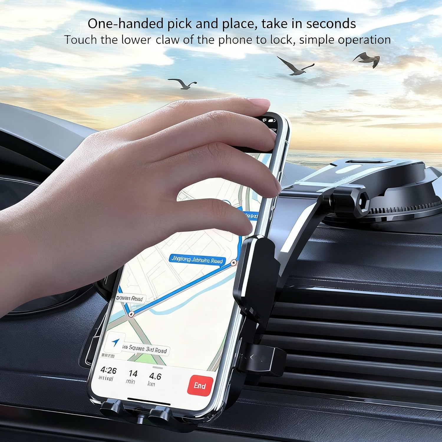 الأقوى - حامل موبايل طويل بذراع تثبيت بالشفط للسيارة من جود تو... - view 3