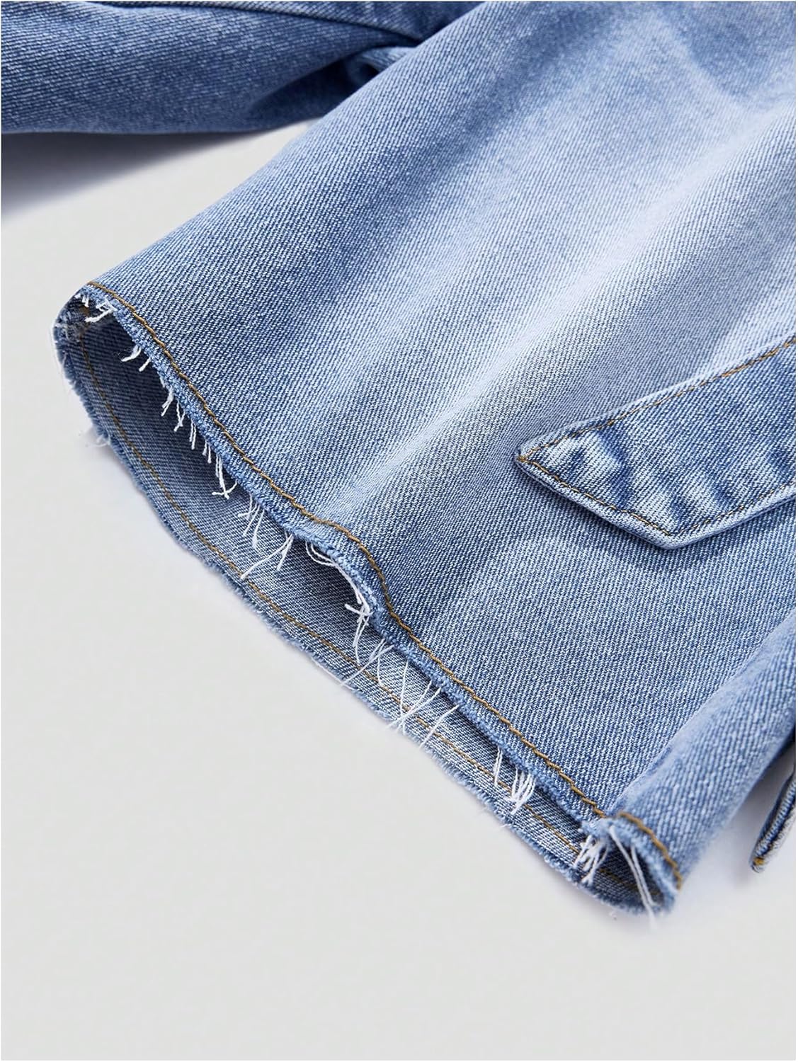 Verdusa Girl's Cute Bow Jean Shorts Summer Streetwear Denim Knee Length Shorts with Pockets - Image 5