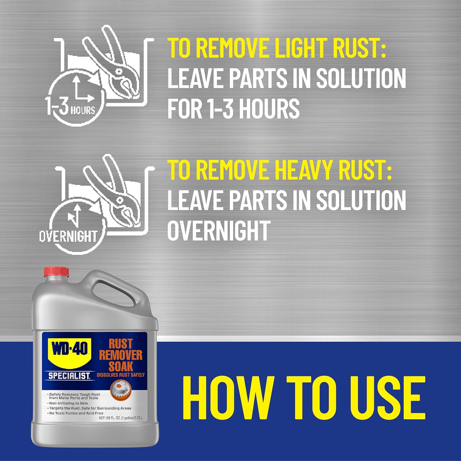 WD-40 Specialist Rust Remover Soak, One Gallon [4-Pack]