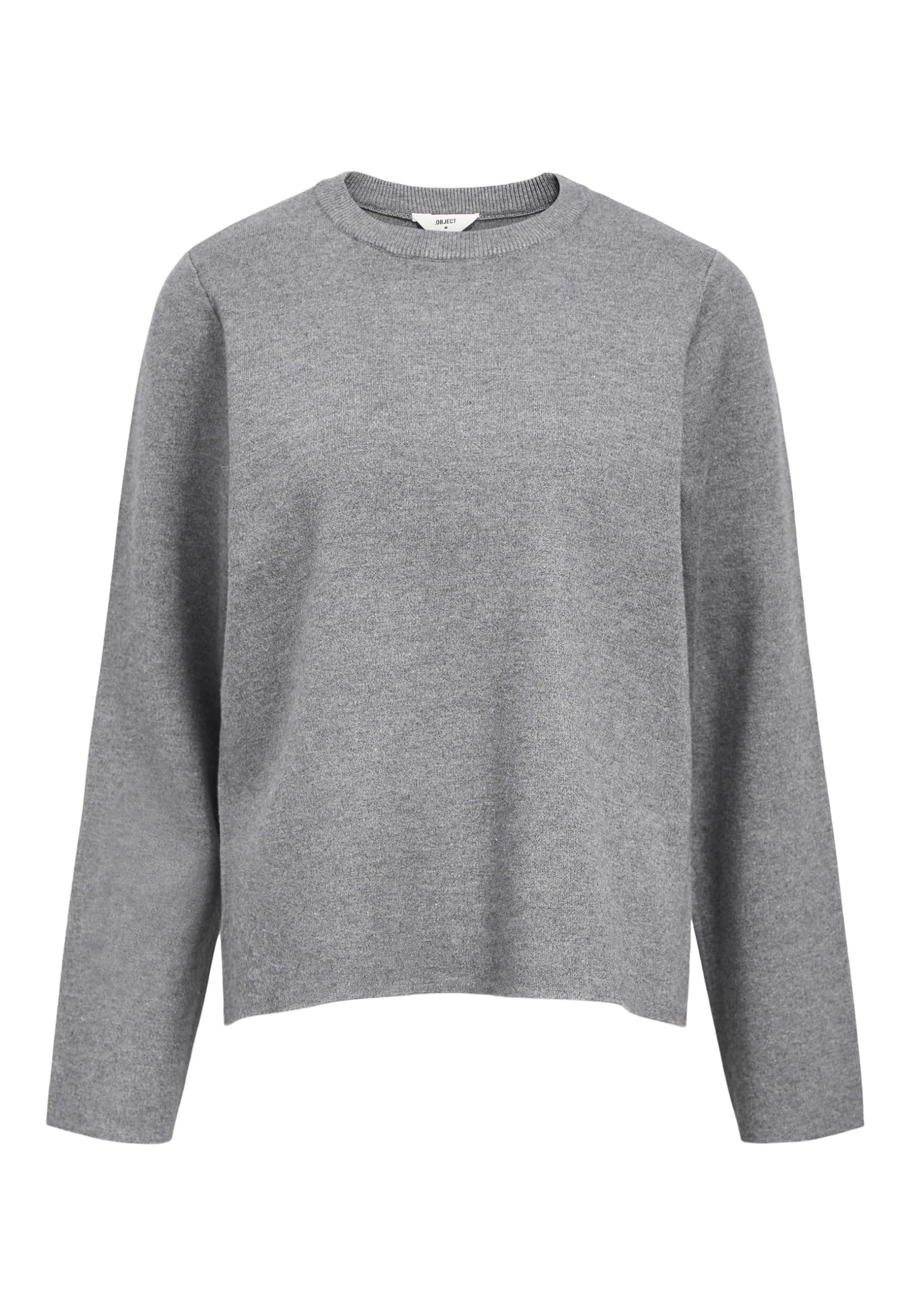 Object Knitted Pullover Long Sleeved L, Medium Grey Melange, L
