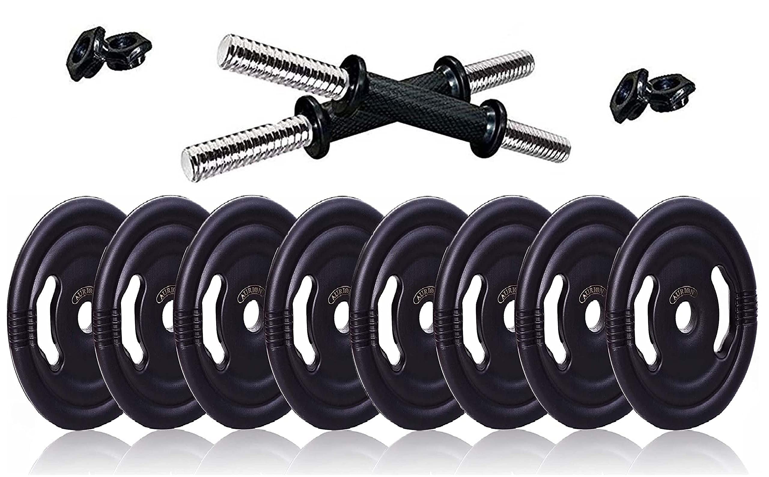 AURION 20 Kg Home Gym Set with One Pair Dumbbell Rods -PVC Dumbbells Set, Multicolor (db-20)