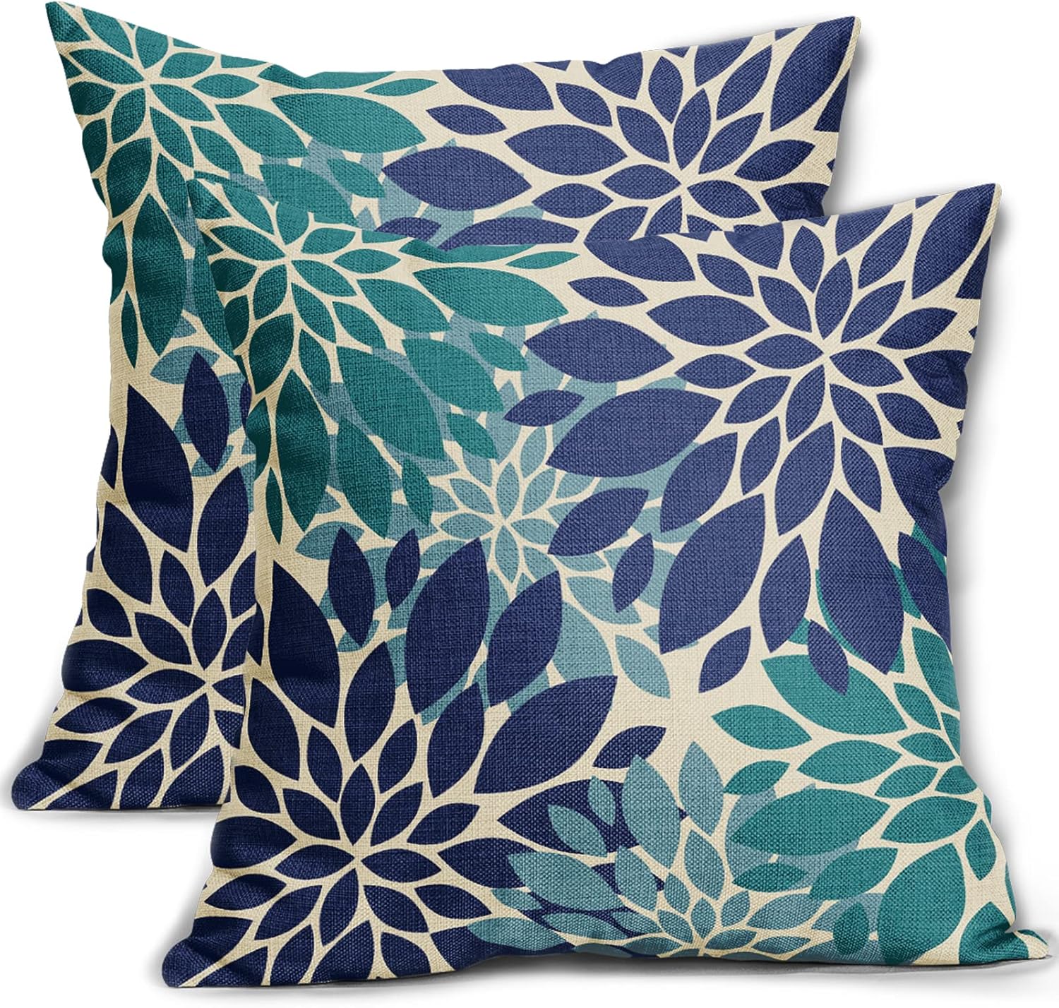 Navy Blue Teal Pillow Covers 18x18 Inch Set of 2 Summer