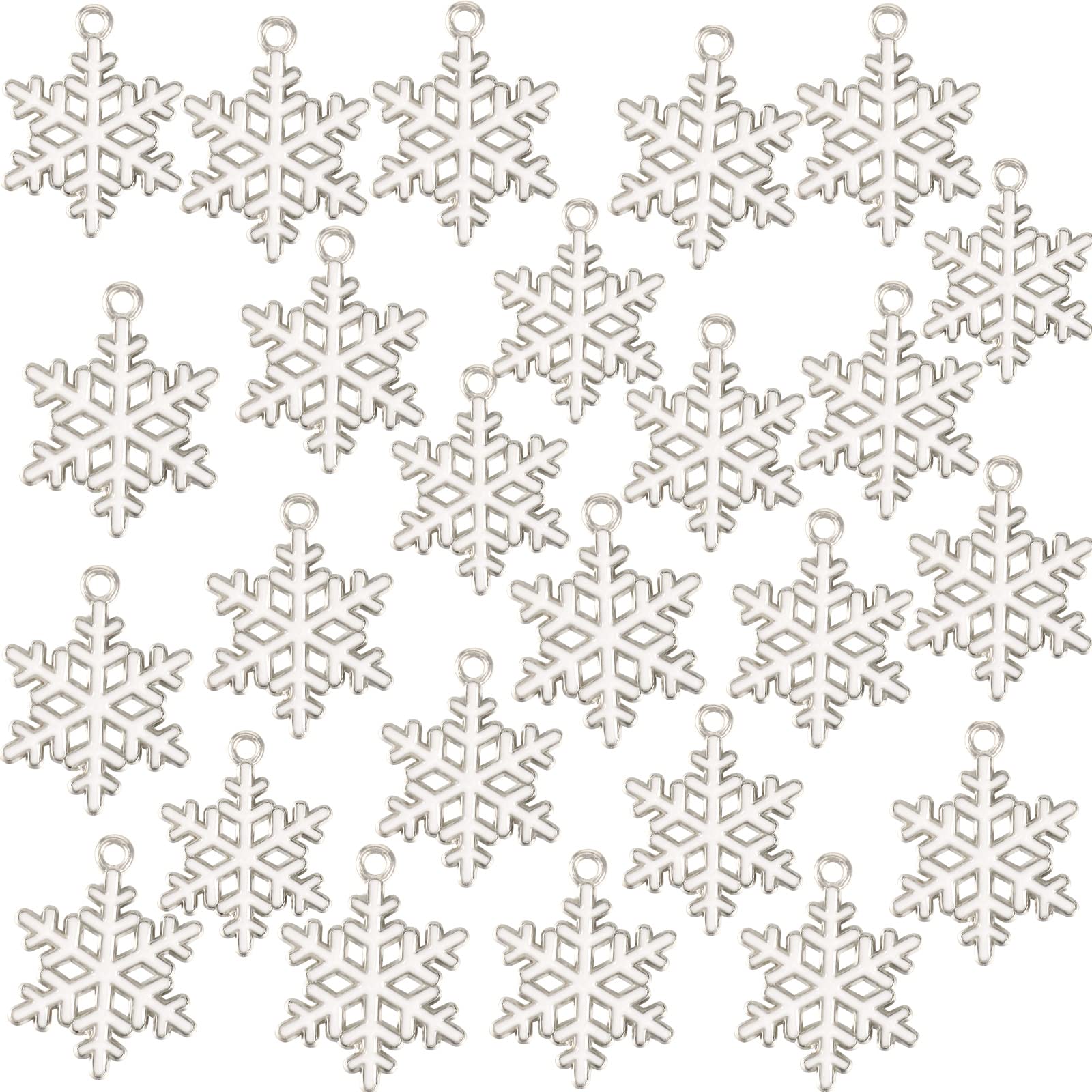 Hicarer54 Pieces Christmas Enamel Snowflake Charms Enamel Snowflake Winter Charms Necklace Bracelet Earring Pendant Charm Christmas DIY Decoration Charms for Jewelry Making Crafts Supplies