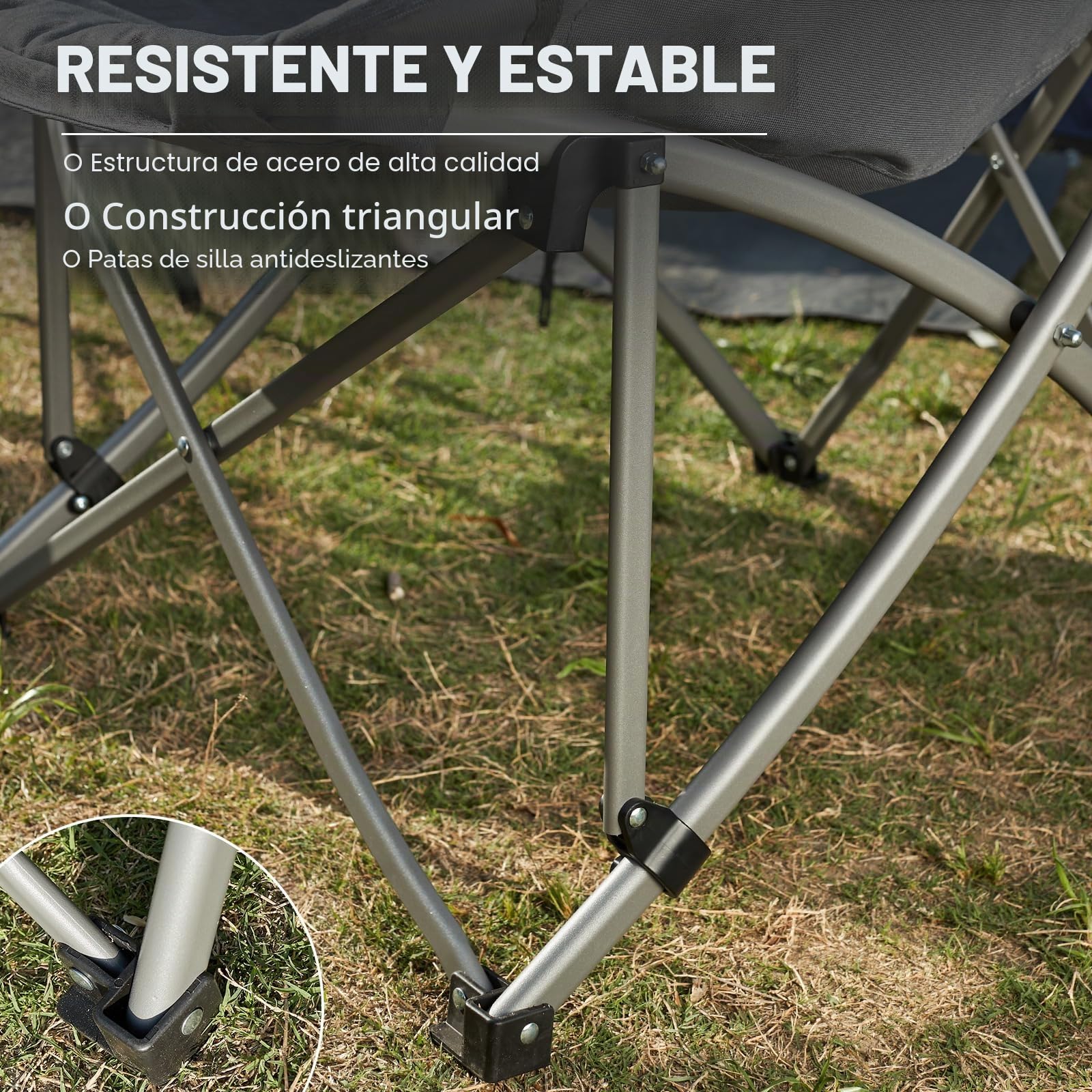 Ever Advanced Silla de Camping Plegable de Lujo, soporta 120 kg, Silla Plegable de 6 cm Acolchada, cómoda Respaldo Extra Alto, Silla Plegable portátil para Camping, jardín, balcón, Interior