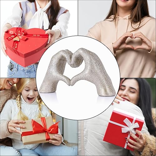 Miniatura 9 de WUBIANJIE Escultura de manos de corazón brillante, decoración bohemia para sala de estar, decoración de estantes estéticos, ideal para mesa de café,