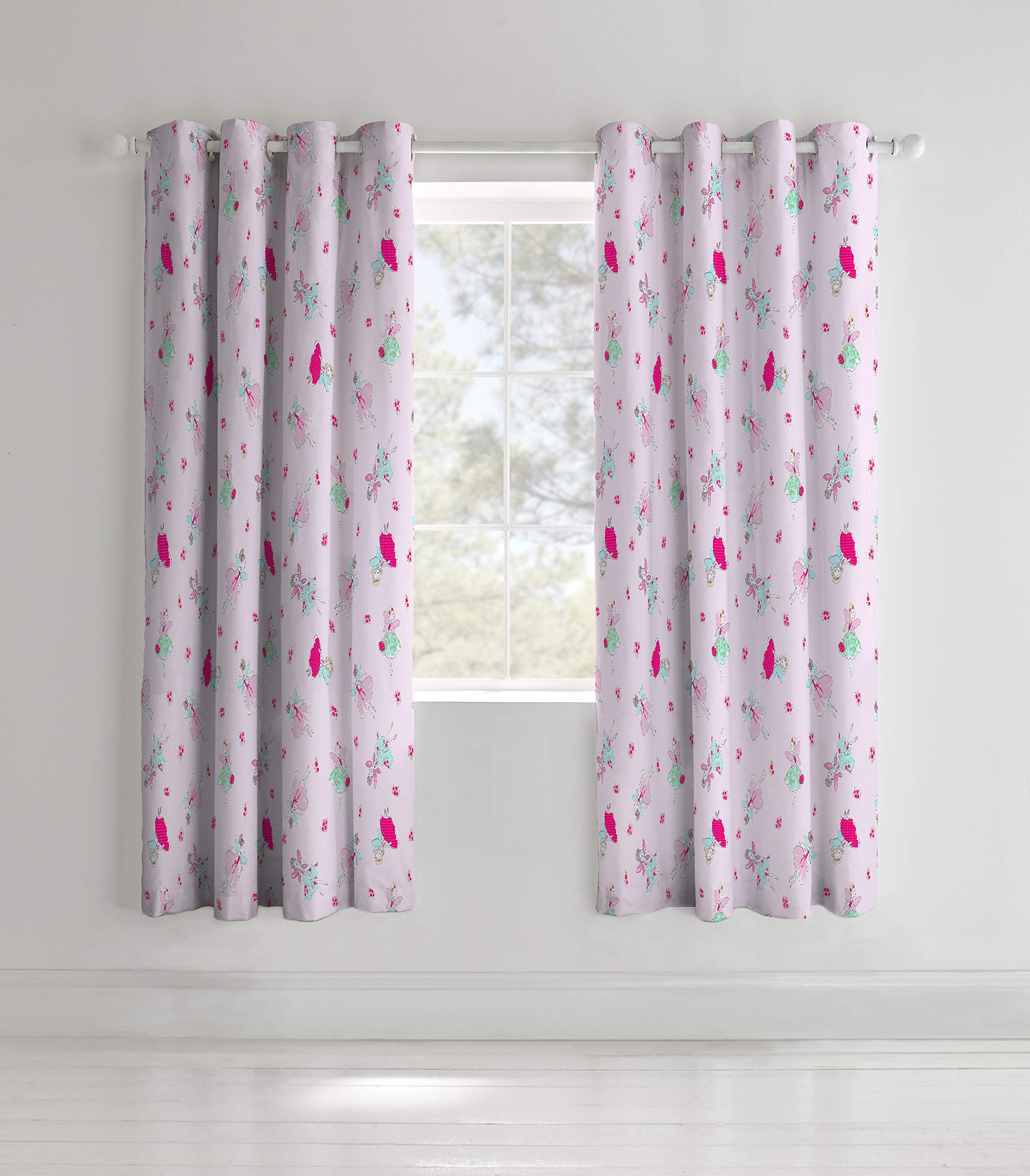 Catherine Lansfield Fairies Easy Care Eyelet Curtains Sheet Pink, 66X72 Inch