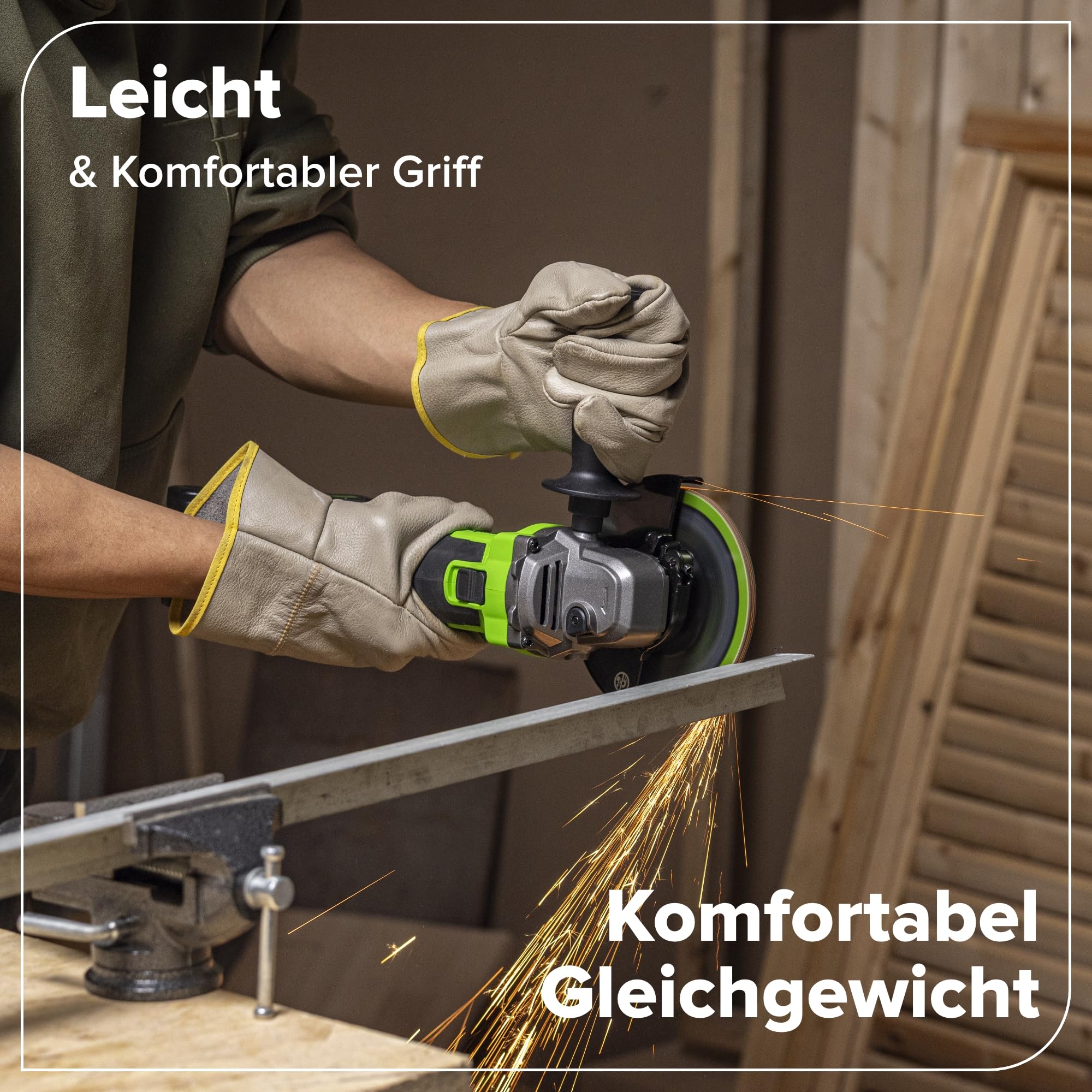 Greenworks Akumulatorowa szlifierka kątowa 24 V 125 mm ostrze tarczowe, 8500 obr./min, 700 W, silnik bezszczotkowy, leworęczny lub praworęczny bez baterii i ładowarki AG370