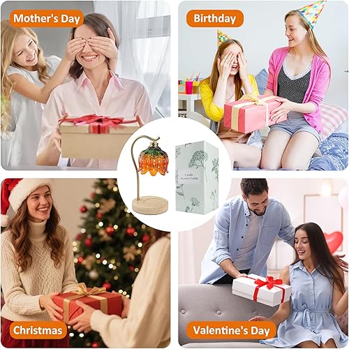 Miniatura 7 de Lámpara calentadora de velas de fresa con regulador de intensidad Lindo calentador de velas con 2 bombillas, regalos de inauguración de casa rosa