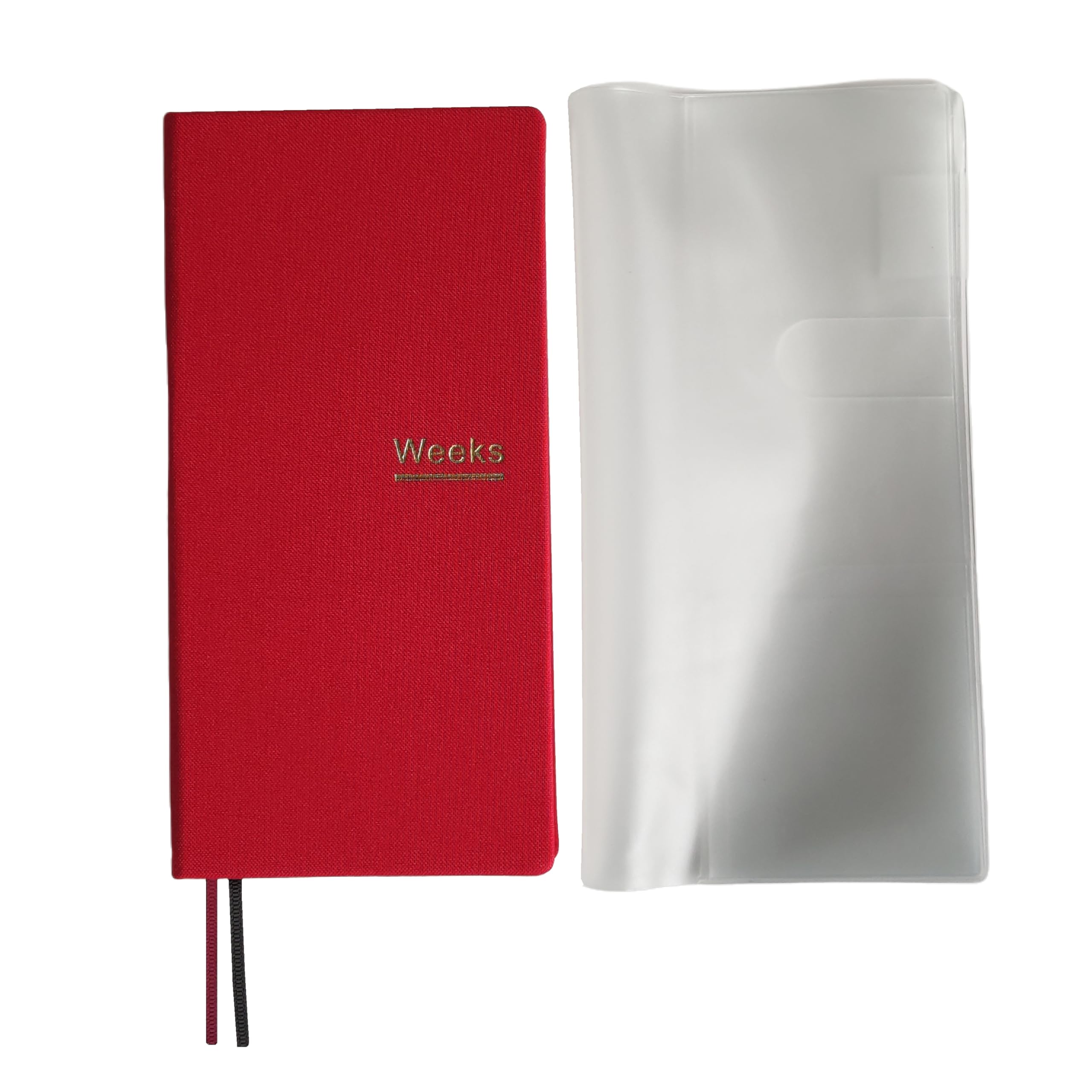 Undated Weekly Planner Notebook Pocket Organizer Appointment Book Journal Notebook A6 Week Plan Notepad (Bright red with cover)