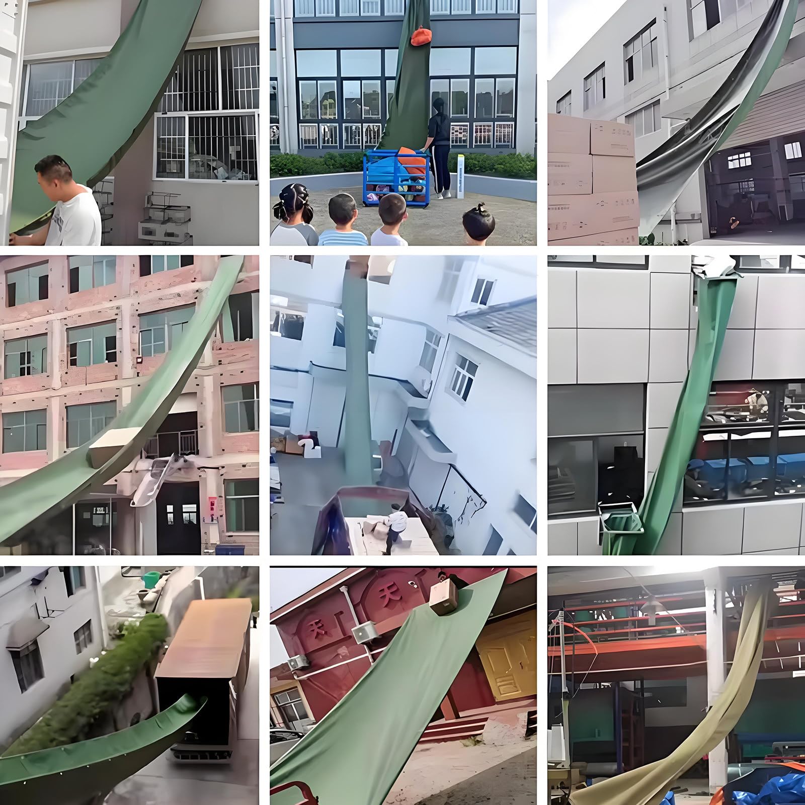 Scivolo in Tela, telone per carichi Pesanti, scivoli per movimentazione Merci, trasportatore per Scarico Merci ad Alta Quota, per Magazzini, movimentazione, carico e Scarico Merci Green-2x15m