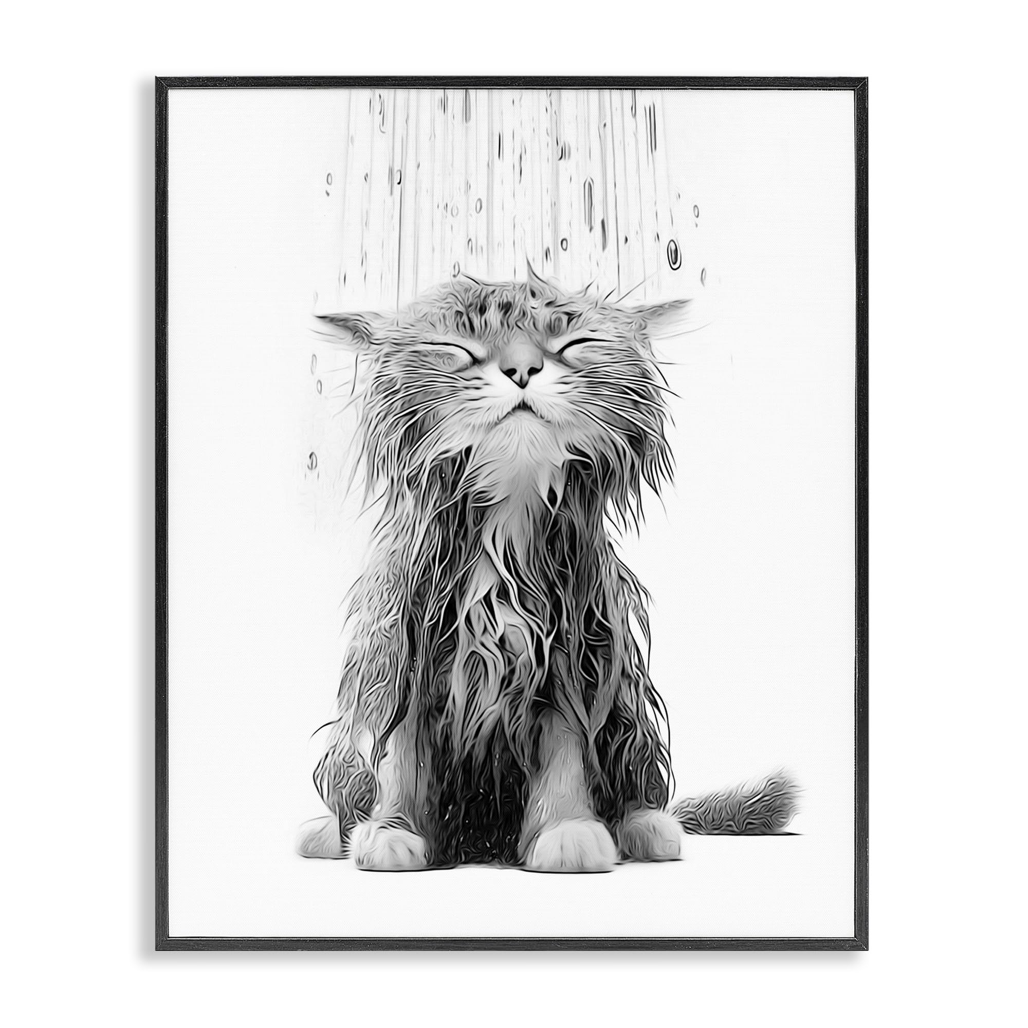 Kitten Bathroom Splash Animal, 11 x 14 Inch Framed Giclée Print