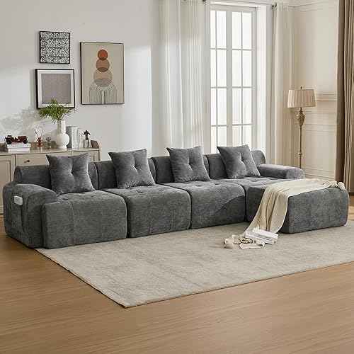 129.23”Modular Sectional Couch for Living Room, Modren L-Shape Cloud Sectional