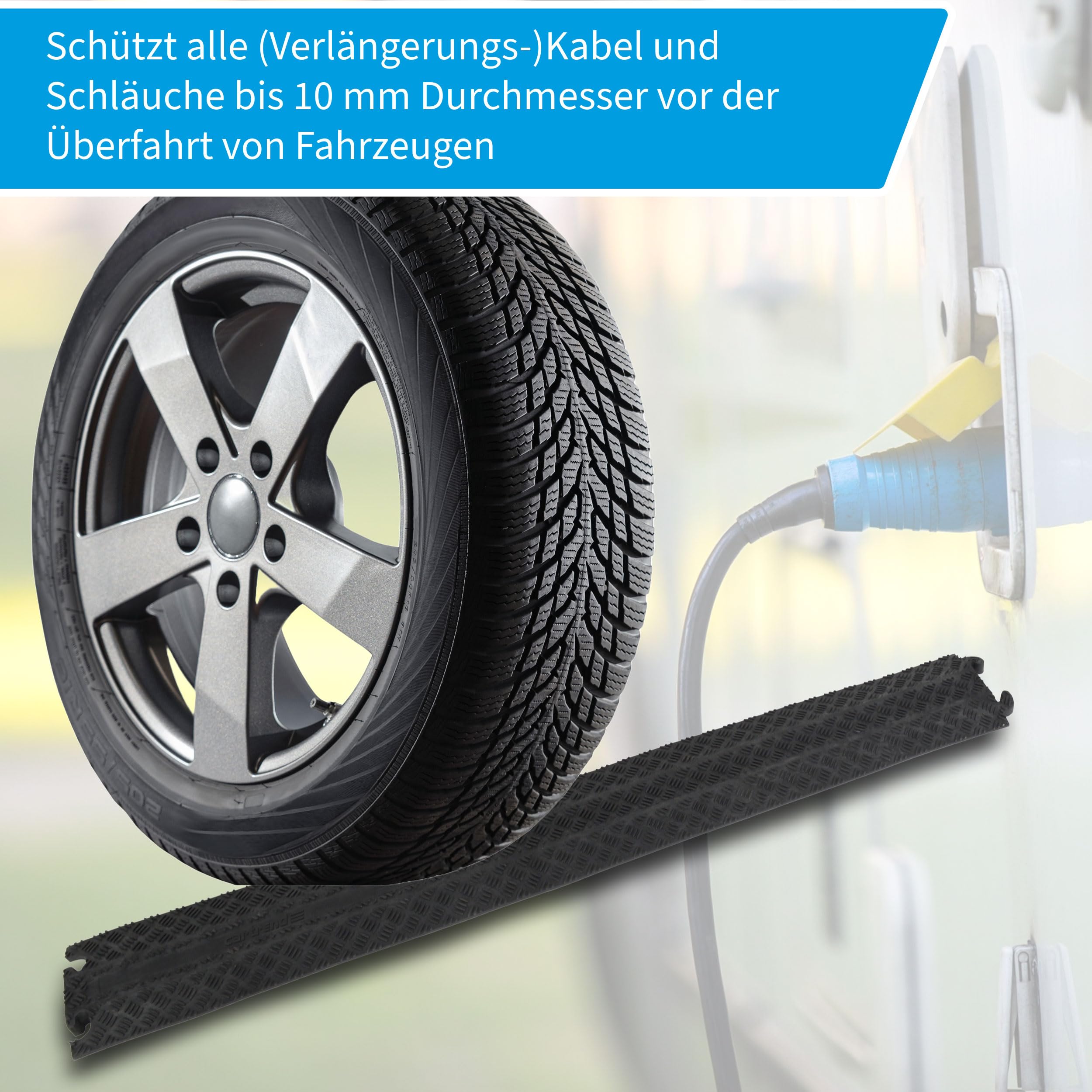 cartrend 10435 Kabelbrücke, 100 cm, Kabelschutz aus Gummi, Kabelkanal durch Stecksystem beliebig erweiterbar, 4er Packung