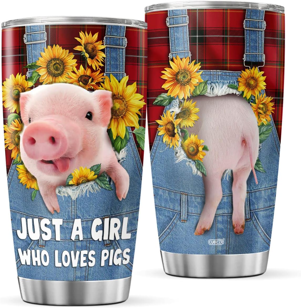 CUBICER Pig Coffee Tumbler Insulated Travel Mugs Stainless Steel Cup Tumblers With Lid 20 Oz Funny Mug Gifts For Girls Kids Women Men Pigs Lover Traveler On Birthday Christmas